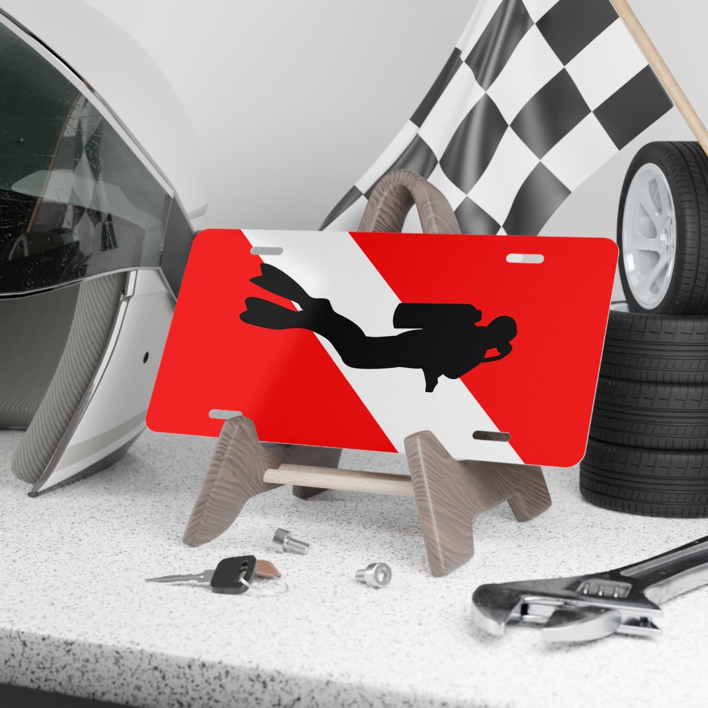 License Plate - Diver Down Scuba Diver Flag