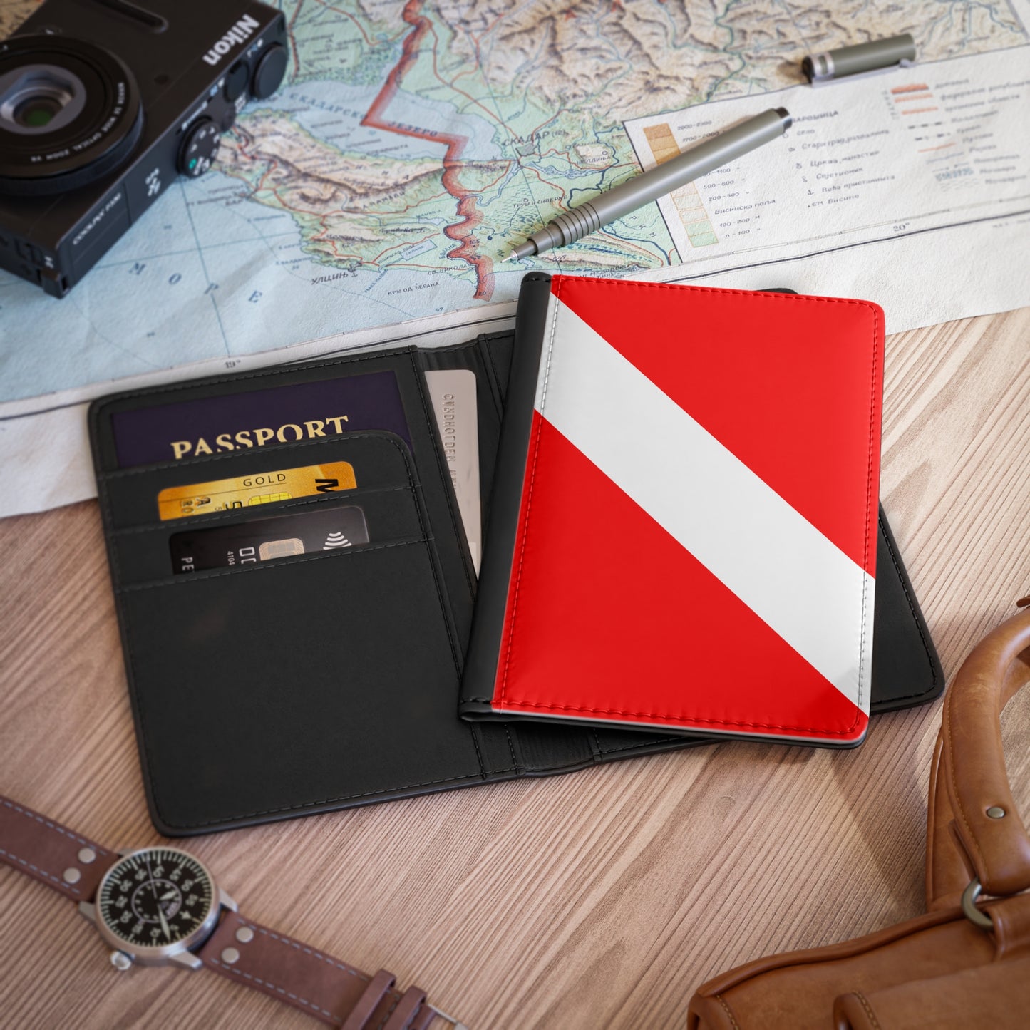 Scuba Diver Down Flag Passport Cover