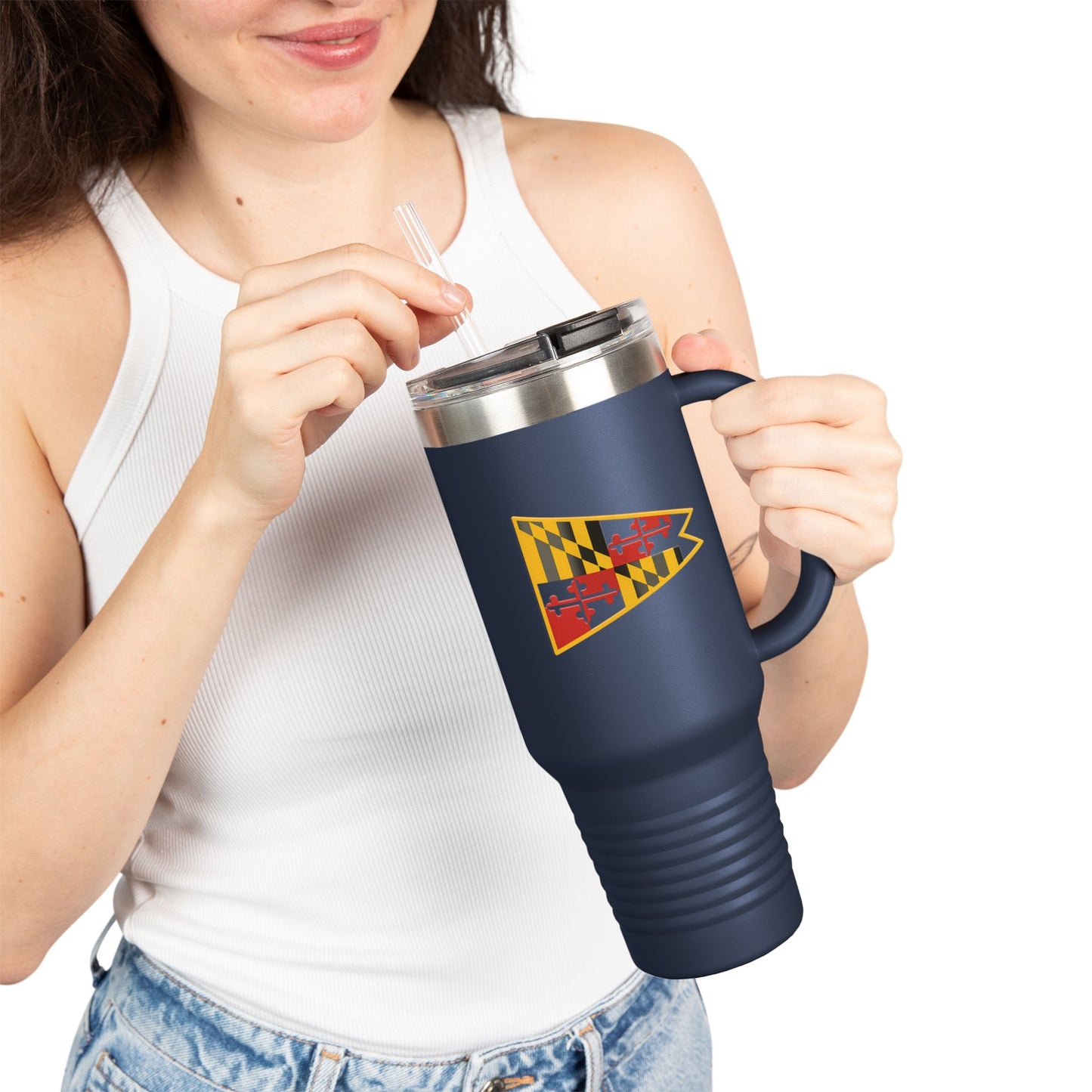Maryland Flag Insulated Travel Mug - 40oz Coffee Tumbler for Adventurers