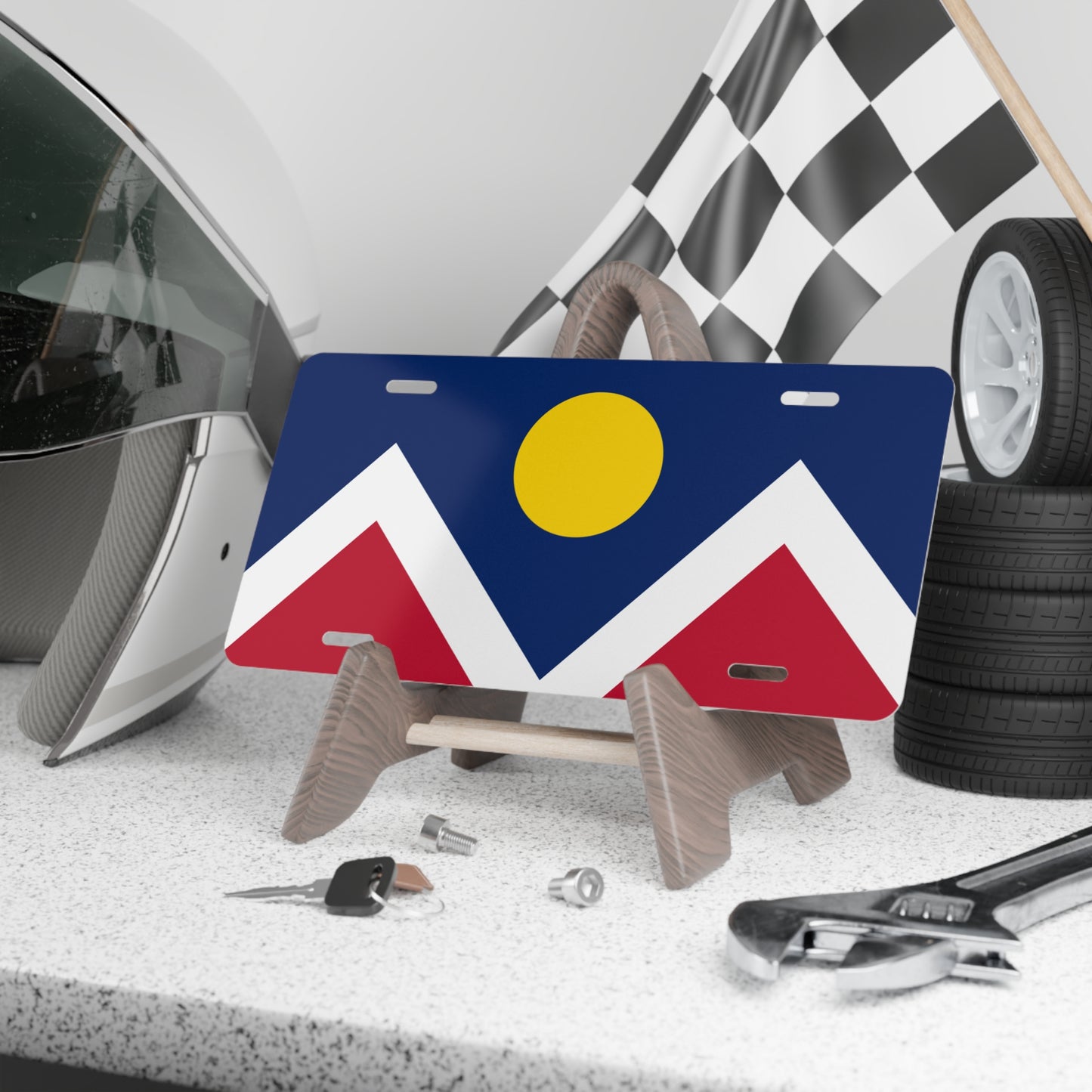 License Plate car tag Denver city flag