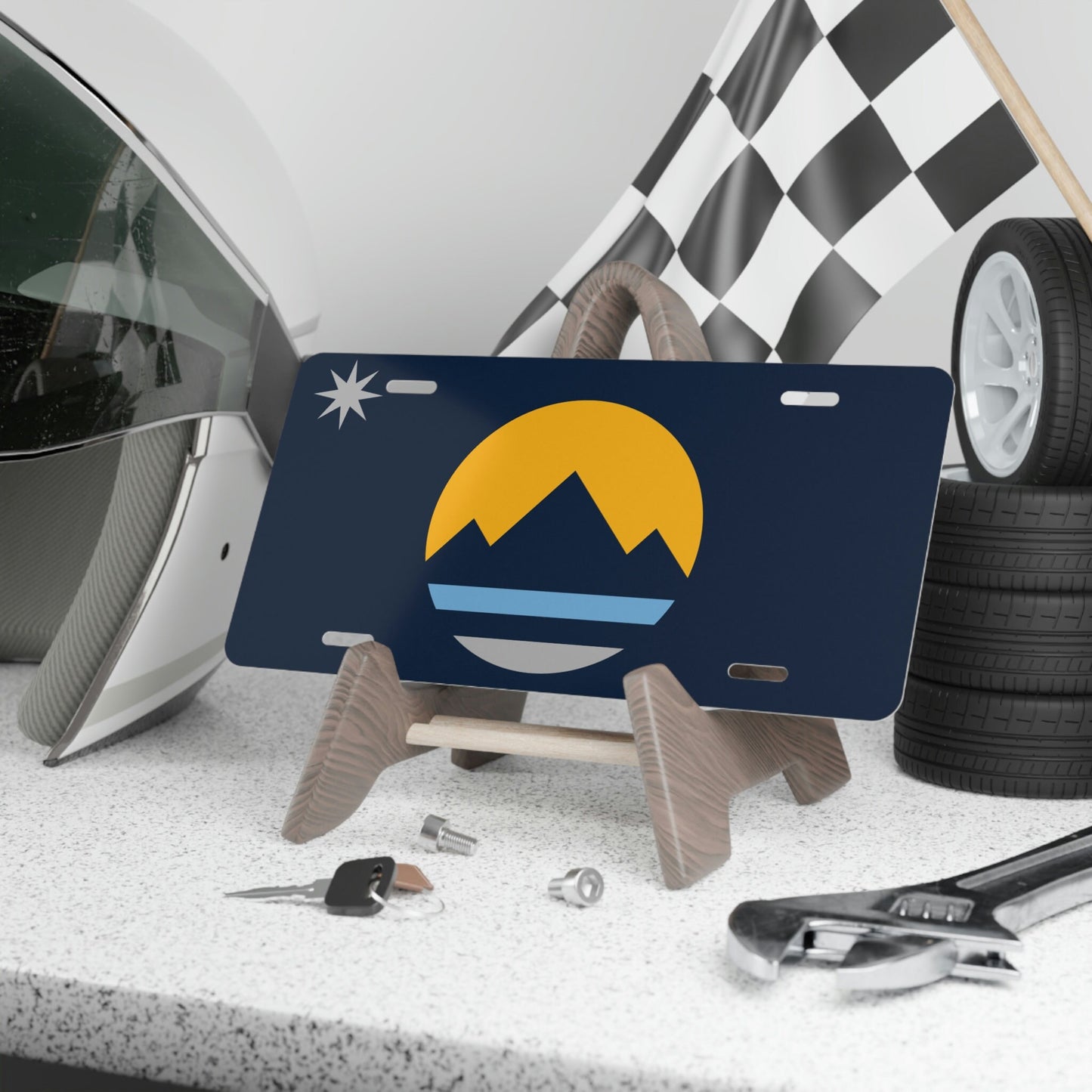 Reno Flag Car Plate tag