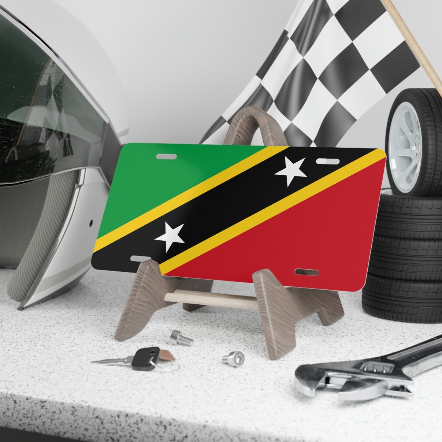Saint Kitts and Nevis Flag Car Plate tag