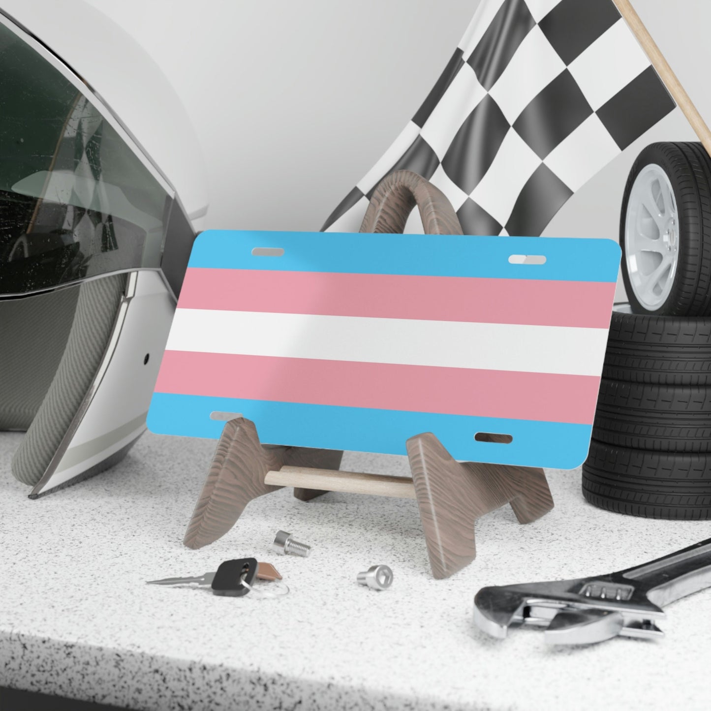 Transgender Pride Flag Car Plate tag