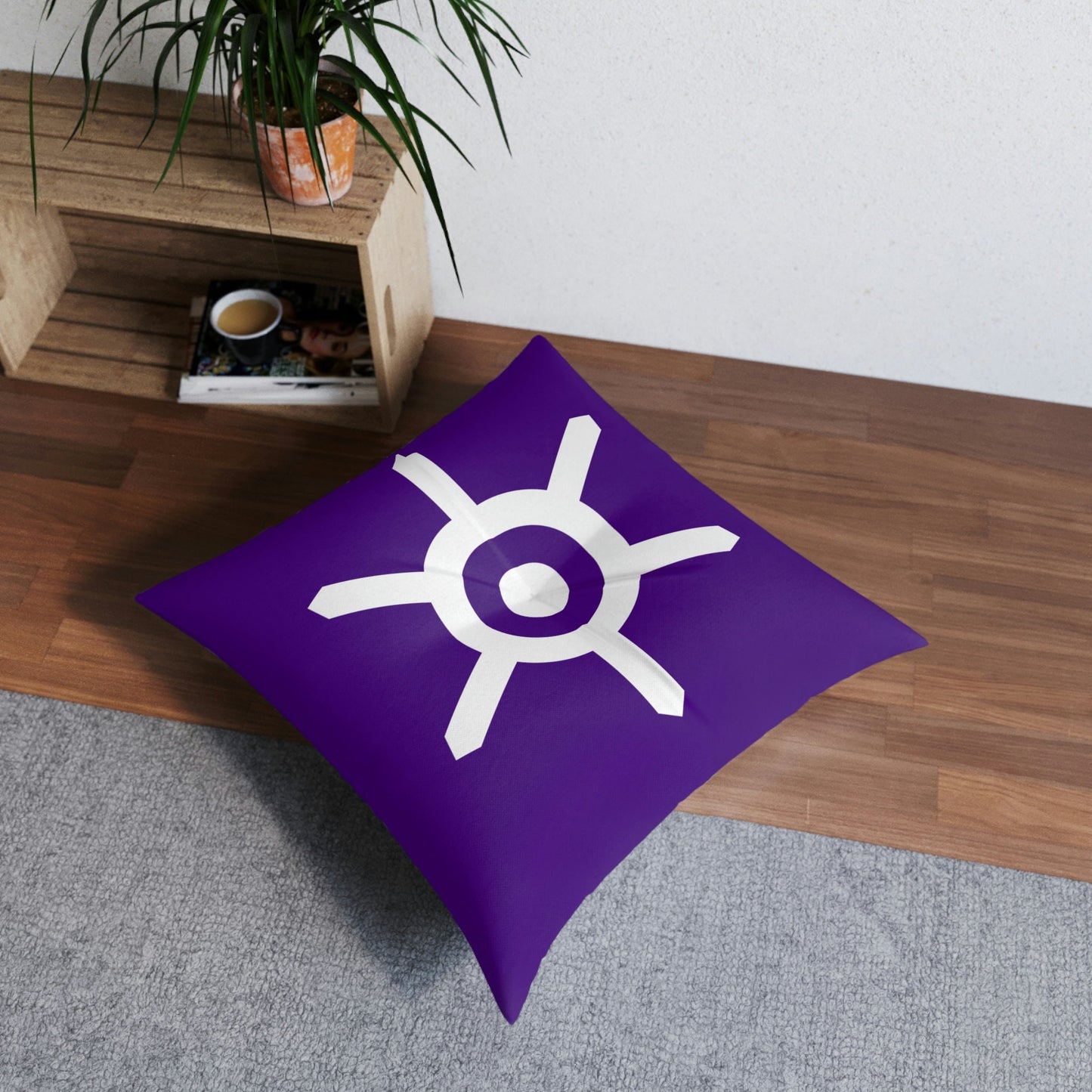Tokyo Flag Tufted Floor Pillow, Square