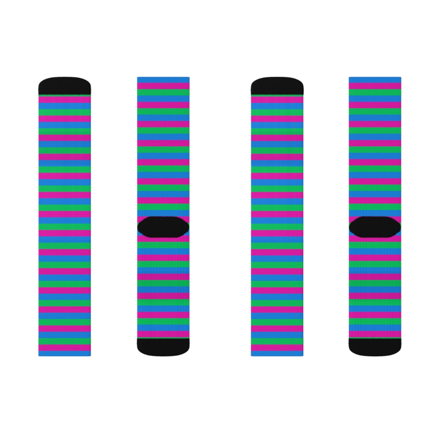 Polysexual Pride Flag Stripes Sublimation Socks