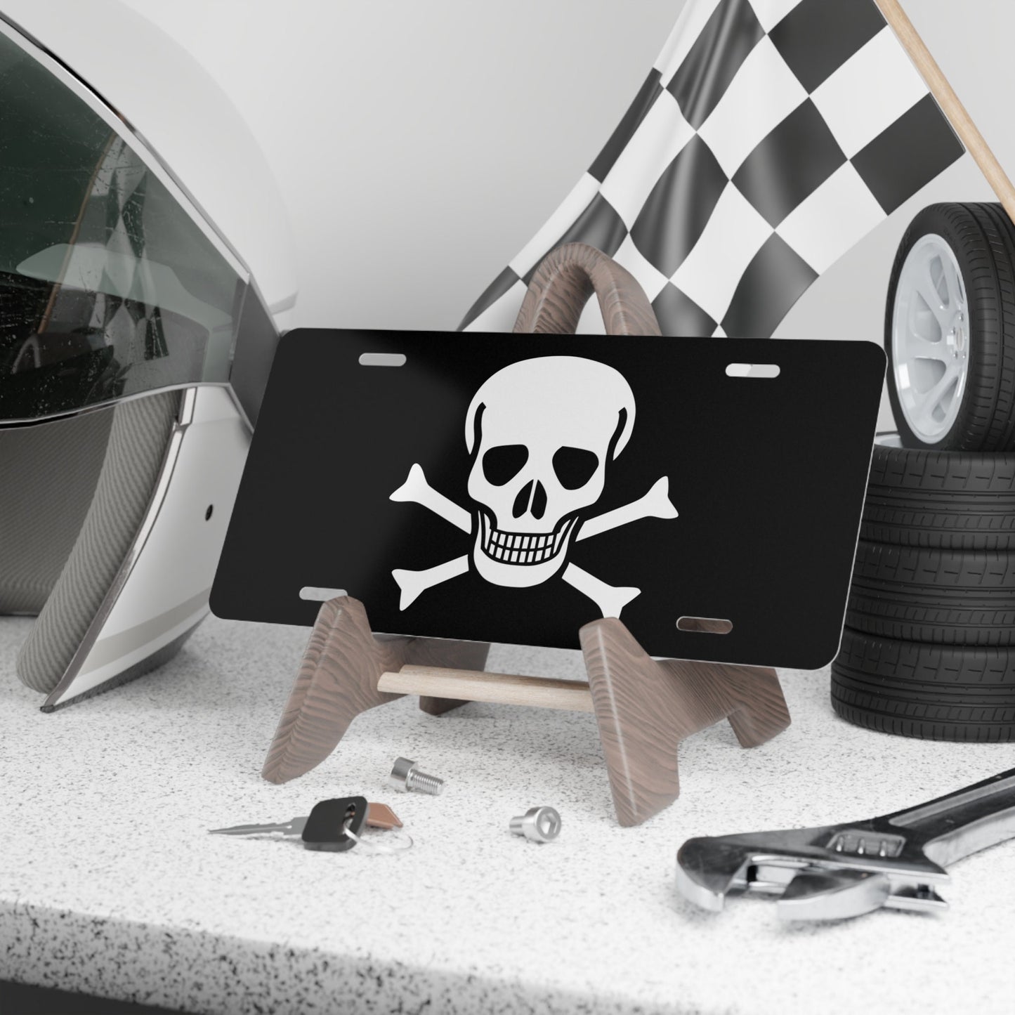 Jolly Roger Skull Flag Car Plate tag