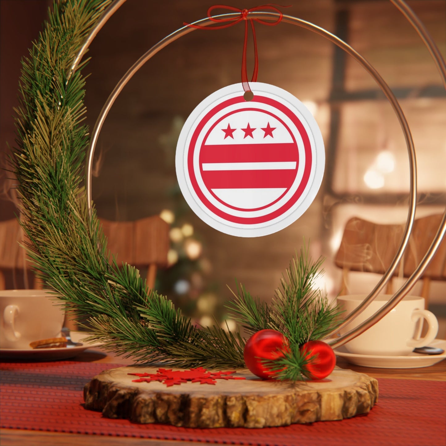 Washington DC city flag gift Metal Ornament, Christmas gift, ornament exchange, care package gift, housewarming gift