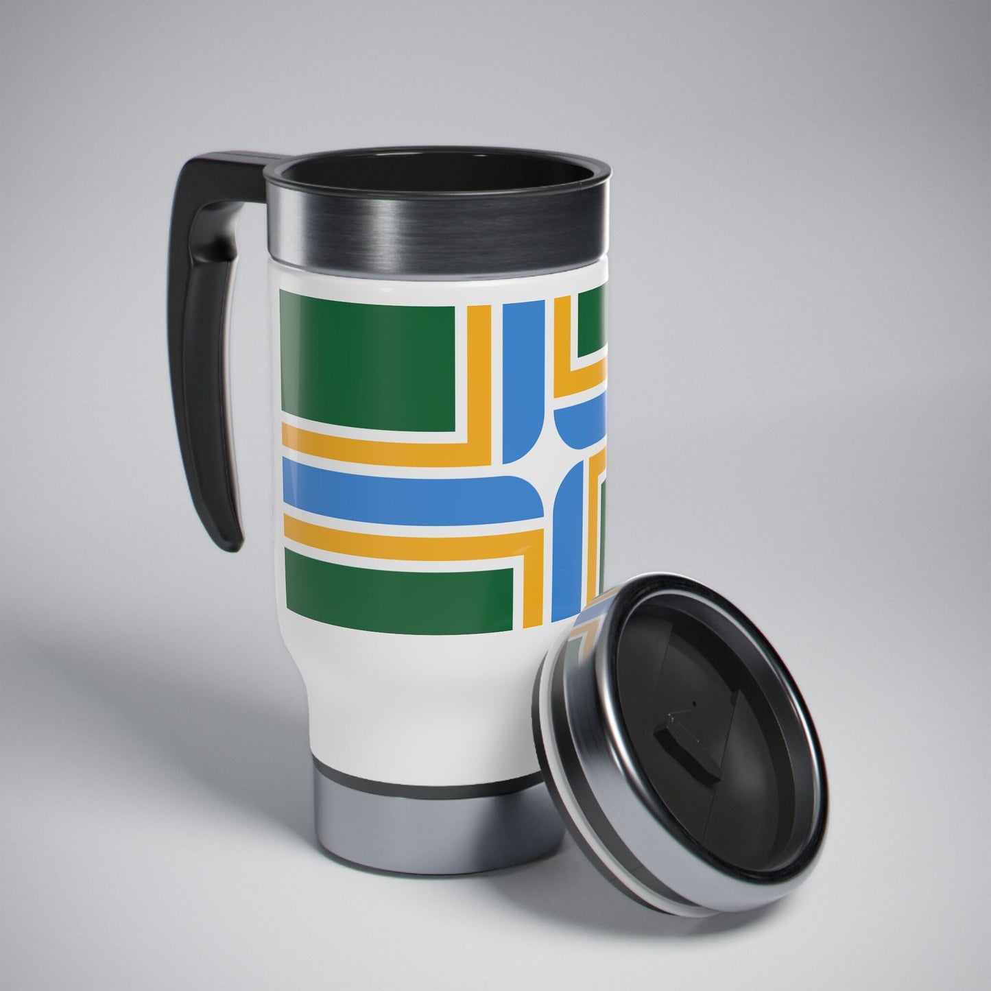 Portland Oregon Flag Stainless Steel Travel Mug with Handle, 14oz