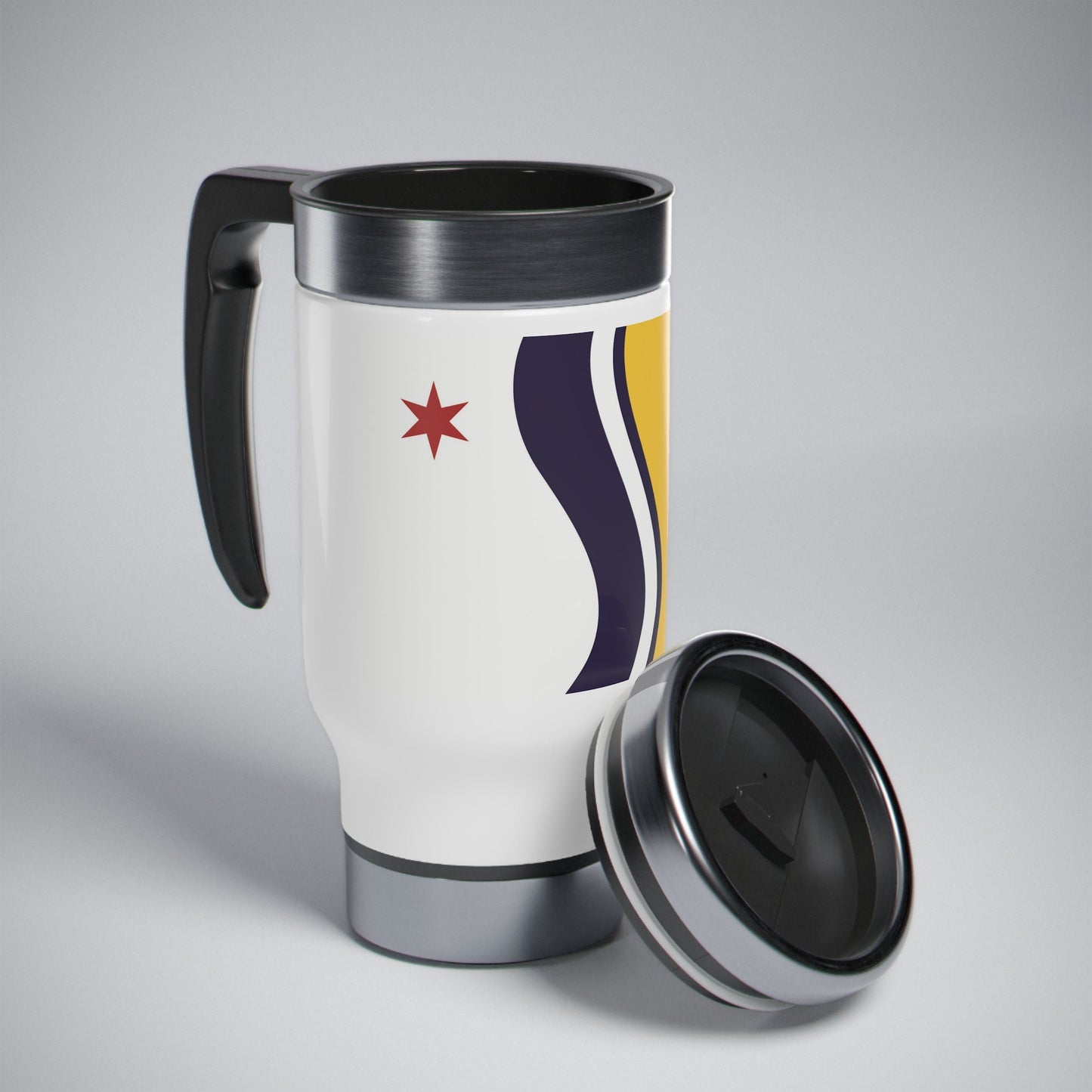 South Bend Indiana city Flag Stainless Steel Travel Mug with Handle, 14oz