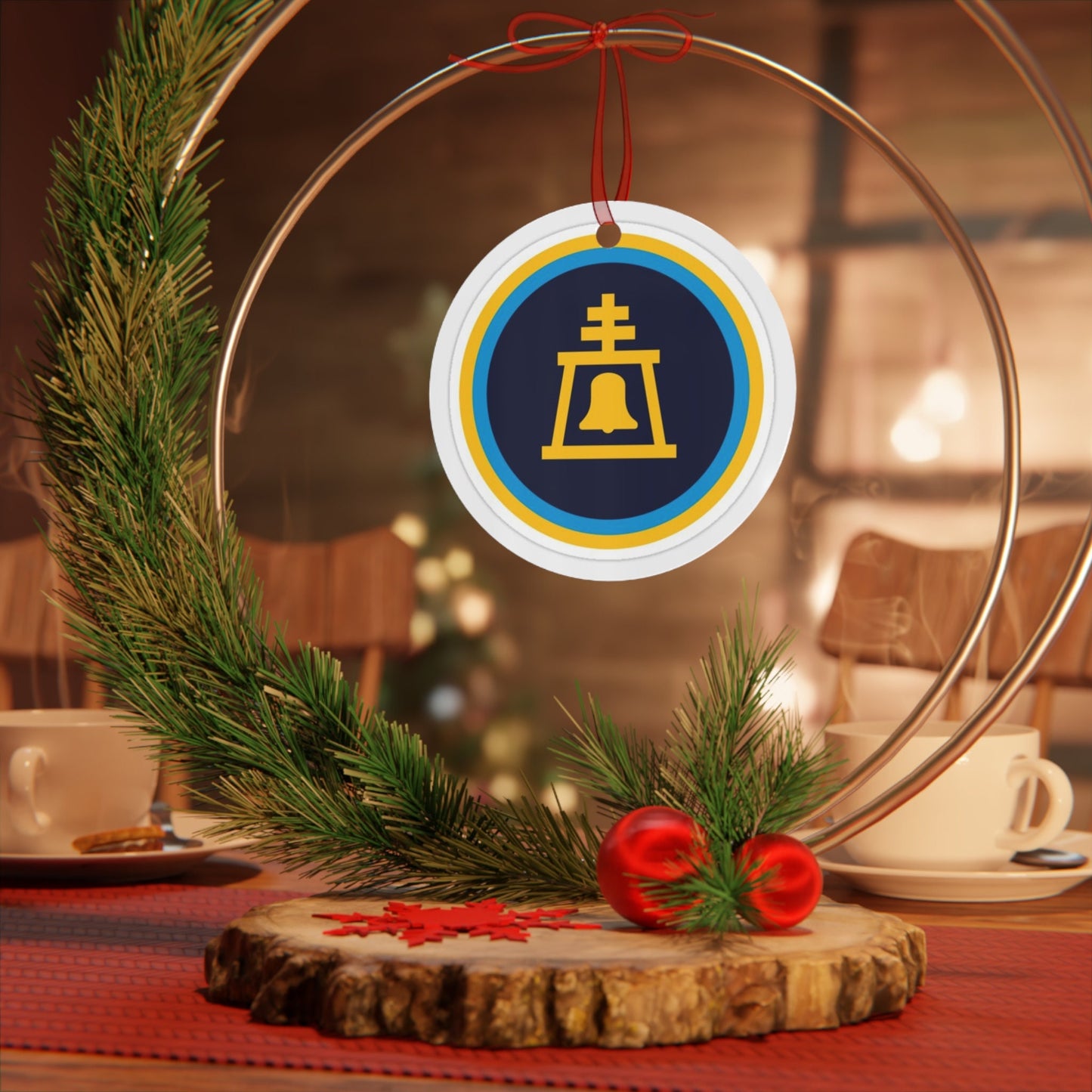 Riverside CA city flag gift Metal Ornament, Christmas gift, ornament exchange, care package gift, housewarming gift