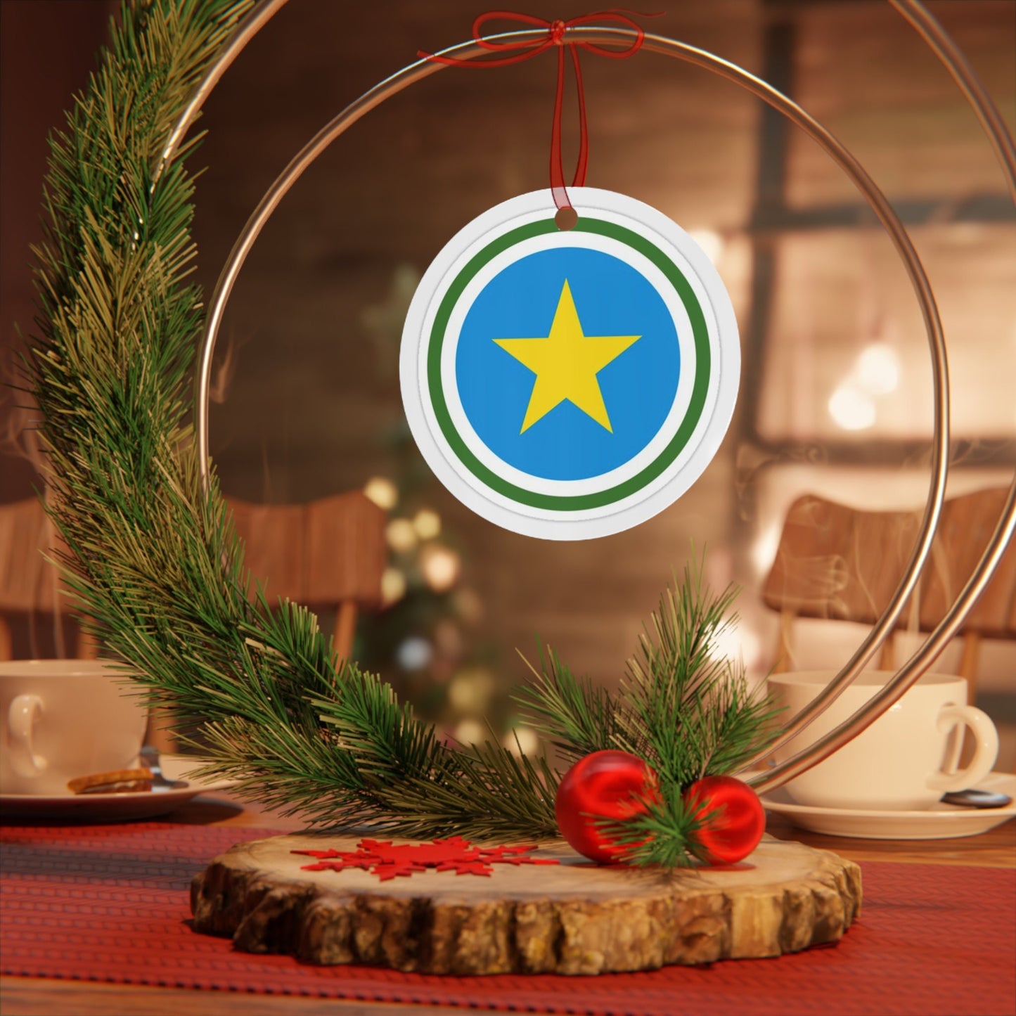 Jackson Mississippi city flag gift Metal Ornament, Christmas gift, ornament exchange, care package gift, housewarming gift, first christmas