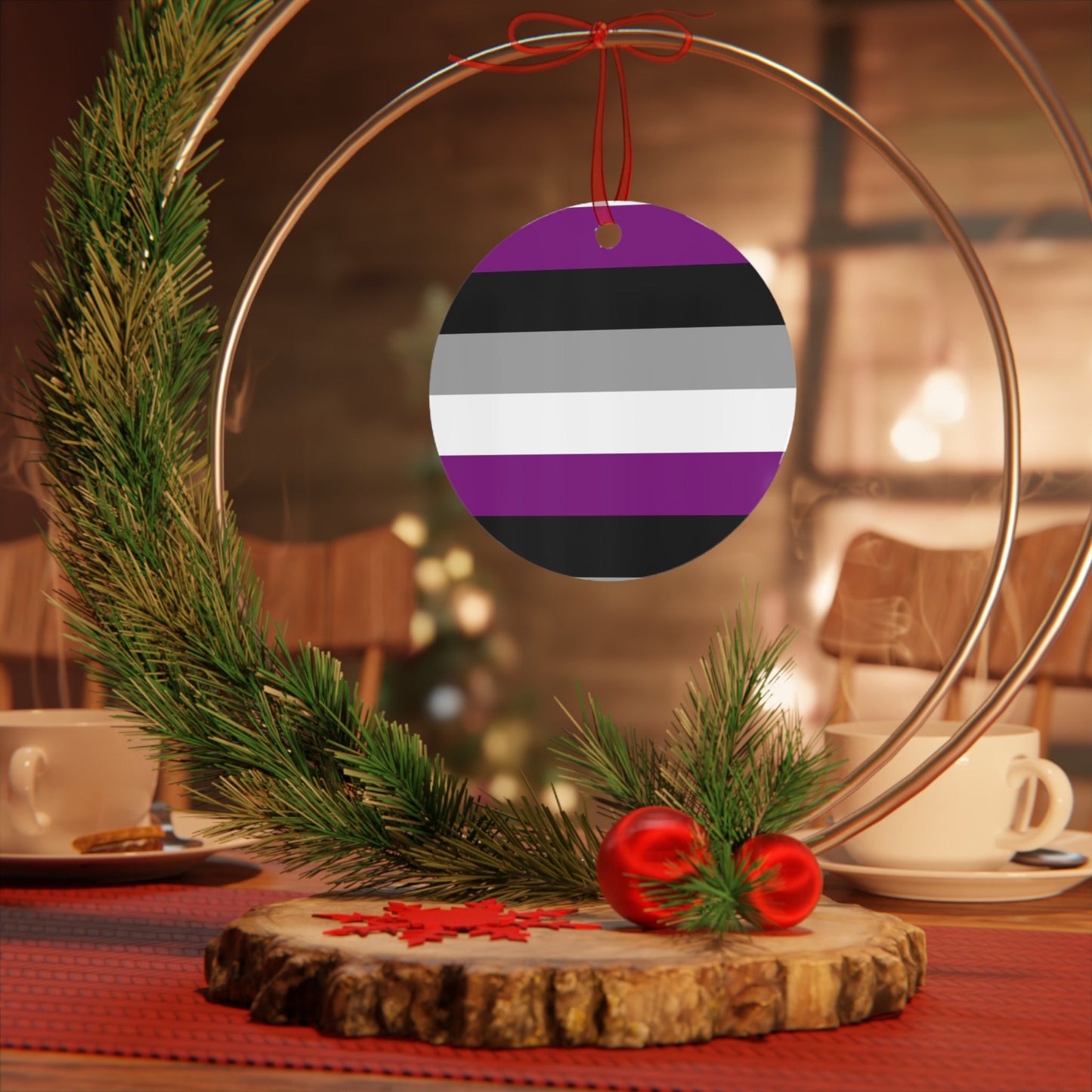 Asexual Pride Metal Ornament, Portland Christmas gift, ornament exchange, care package gift, housewarming gay gift, coming out gift