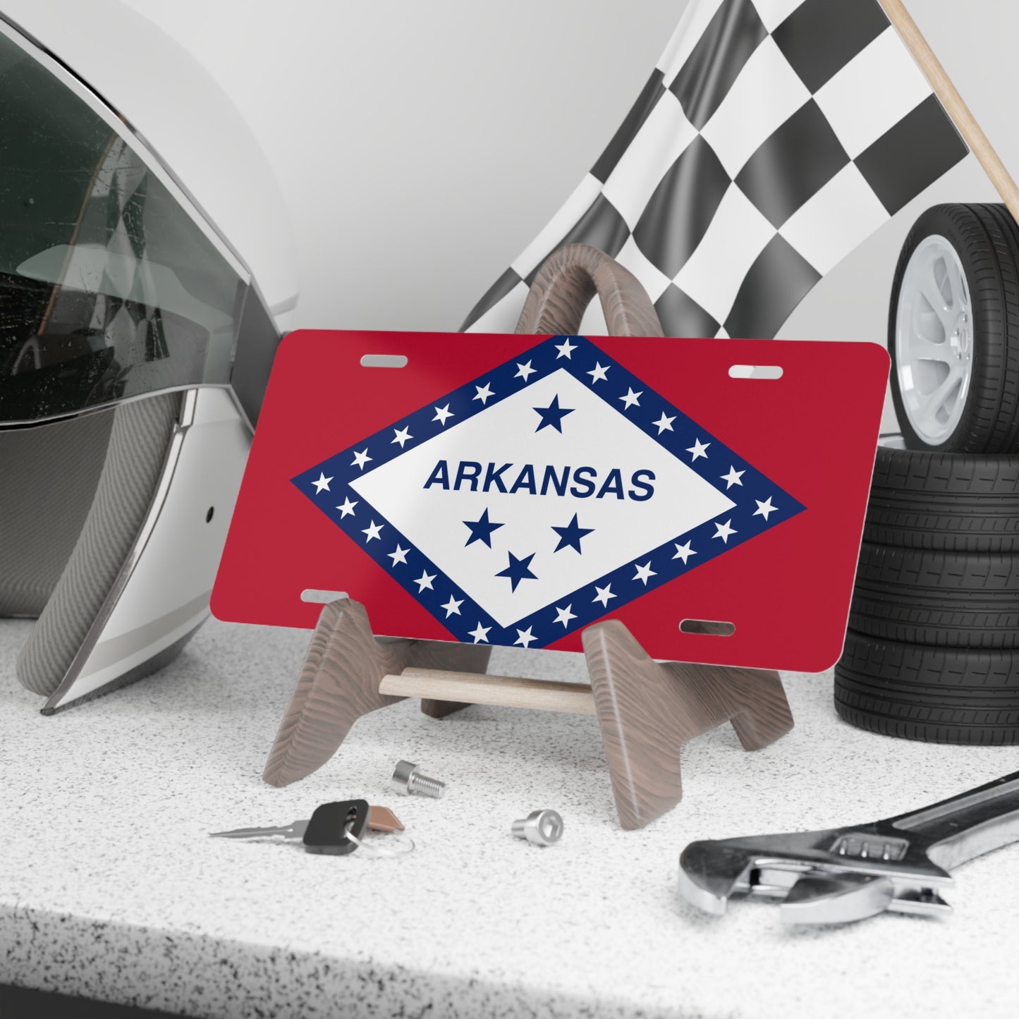 Car Plate Tag - Arkansas State Flag Design