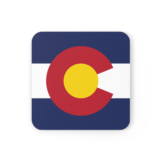 Coaster Set Colorado Flag Cork Back