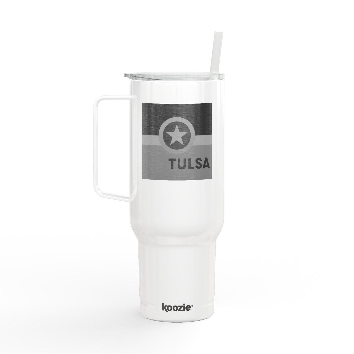 Travel Tumbler - Tulsa Oklahoma Art Deco Flag Design - 40oz Insulated Mug with Lid
