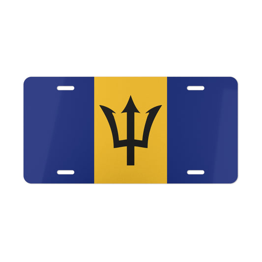 Car License Plate Tag - Barbados Flag Design