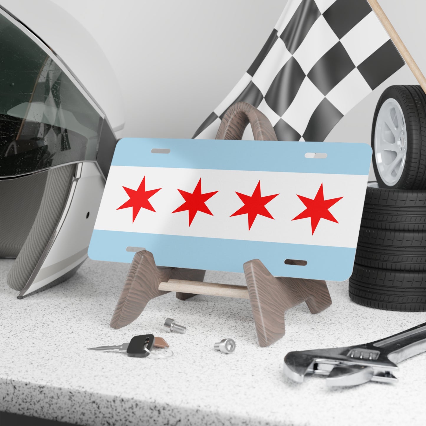 License Plate Chicago Flag