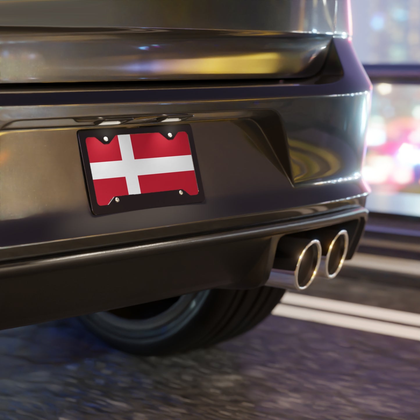 Car Plate Tag - Denmark Flag Design