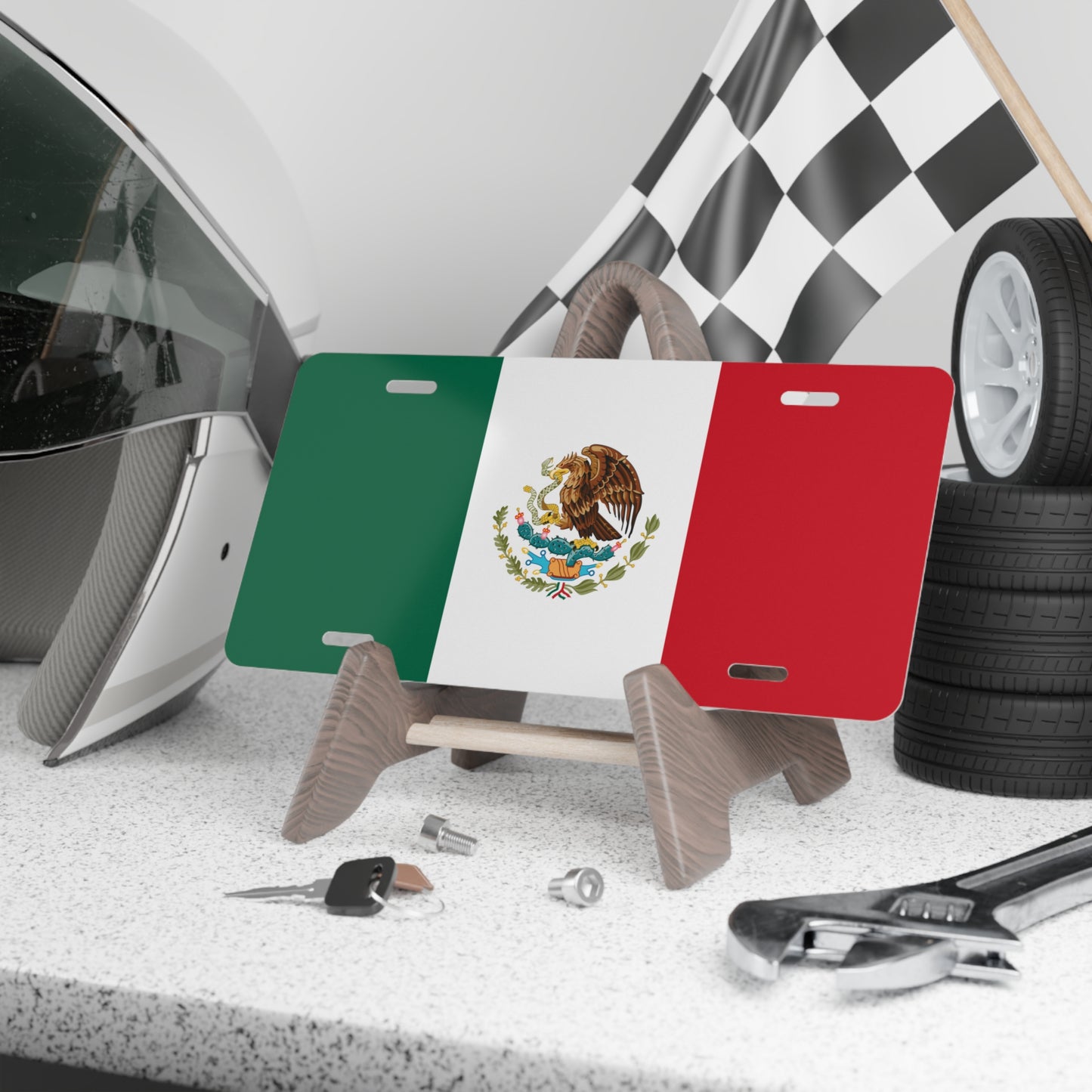 Car Plate Tag - Mexico Flag Design