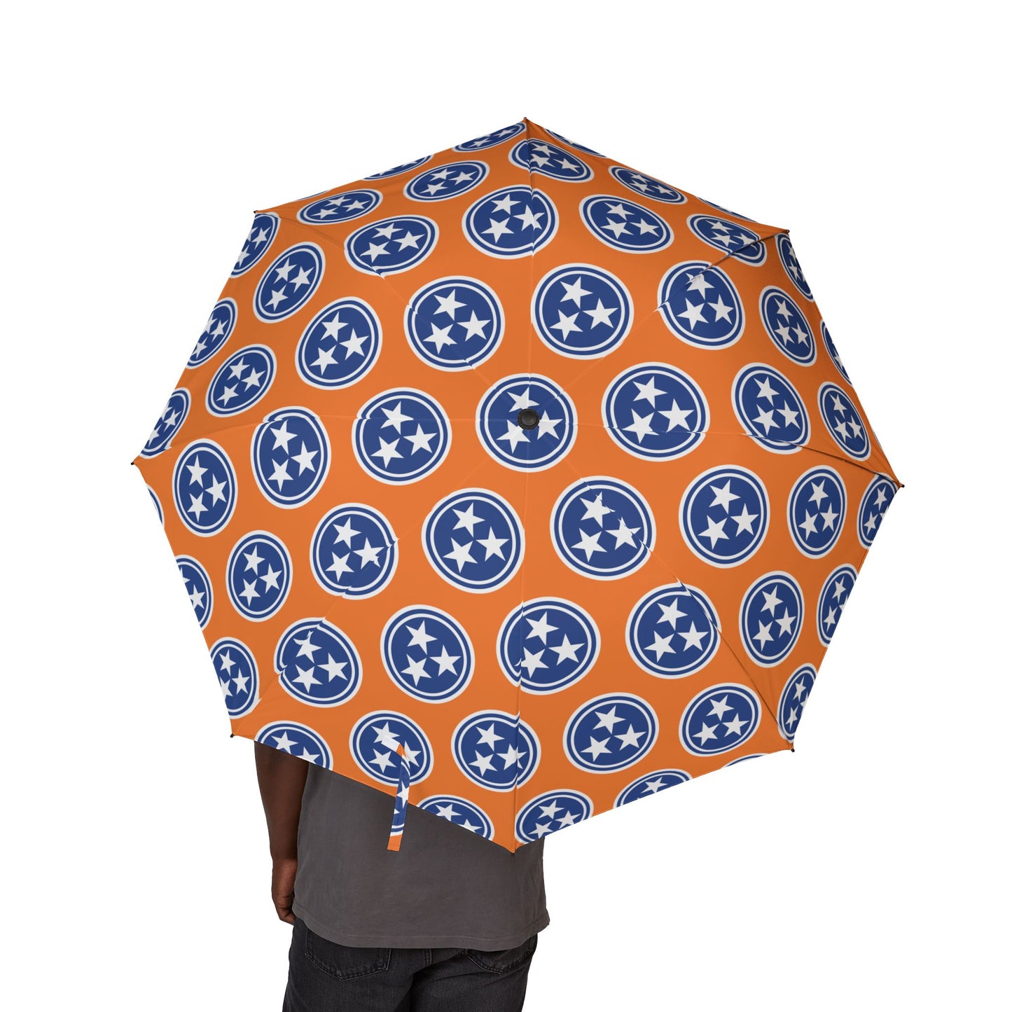 Tri Star orange  Tennessee Foldable Umbrella - Tri Star Tennessee State Flag Pattern - Travel Gift for Rainy Days