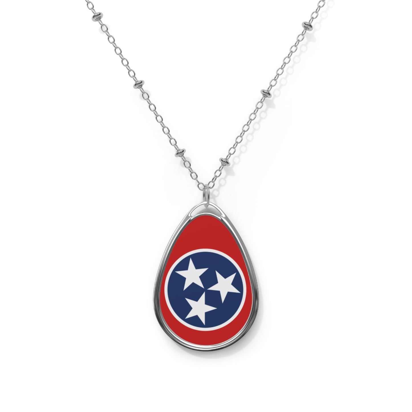 Necklace Tennessee State Flag Tri Star Oval