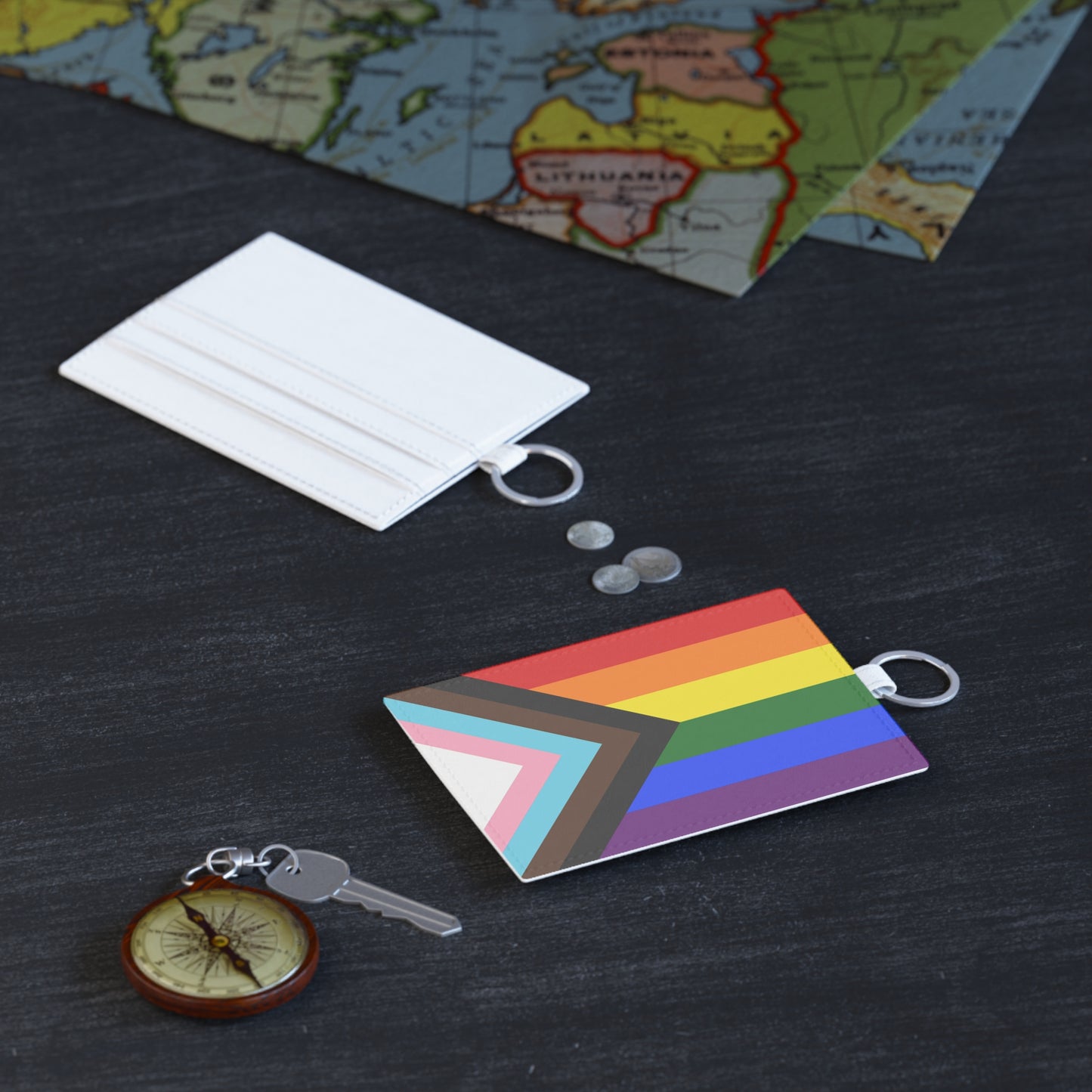 Card Holder - Progress Pride Rainbow Flag Vegan Saffiano Leather