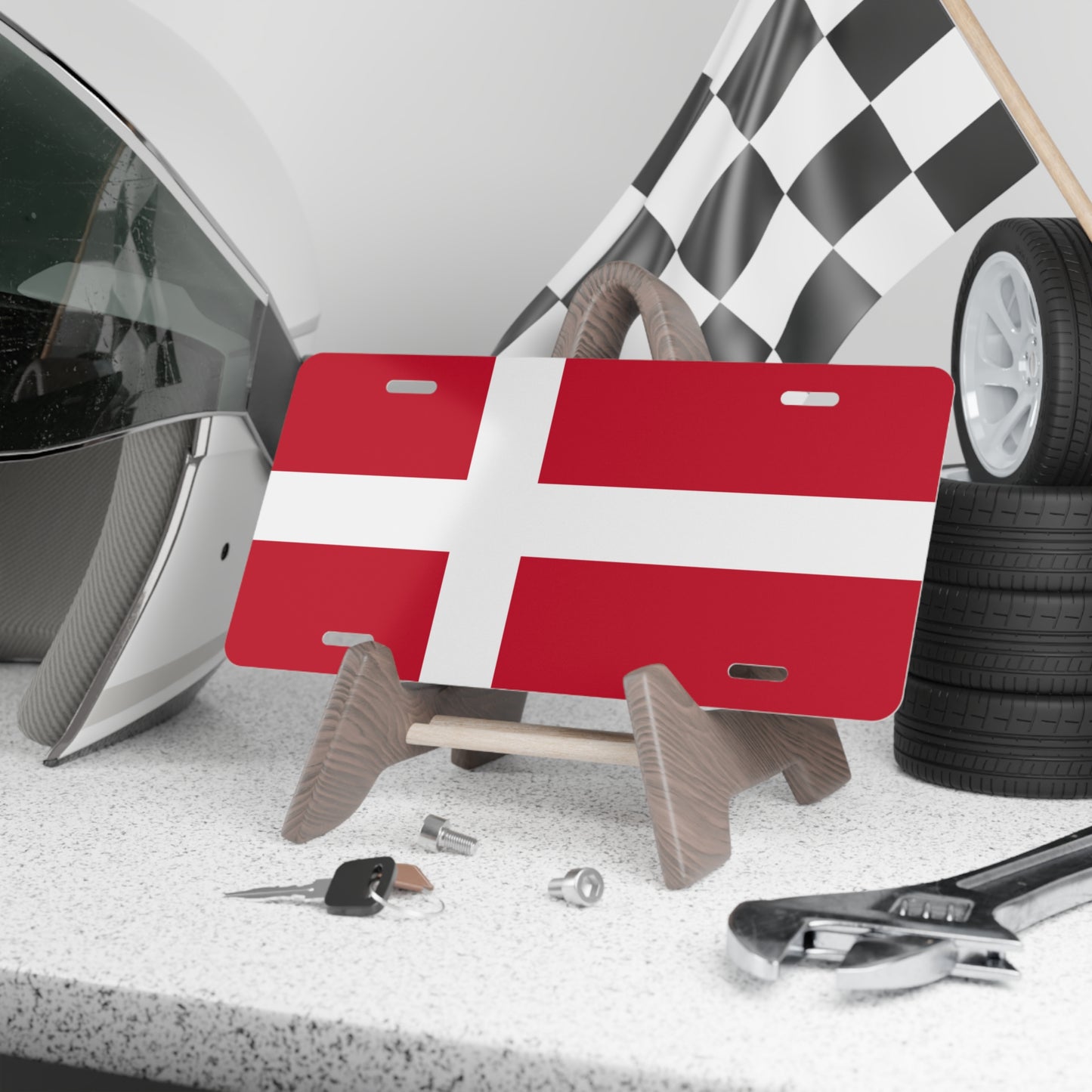 Car Plate Tag - Denmark Flag Design