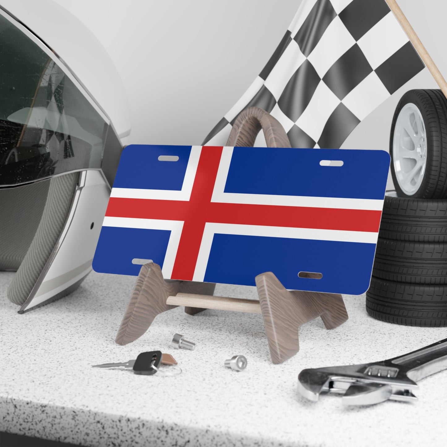 Car Plate Tag - Iceland Flag Design