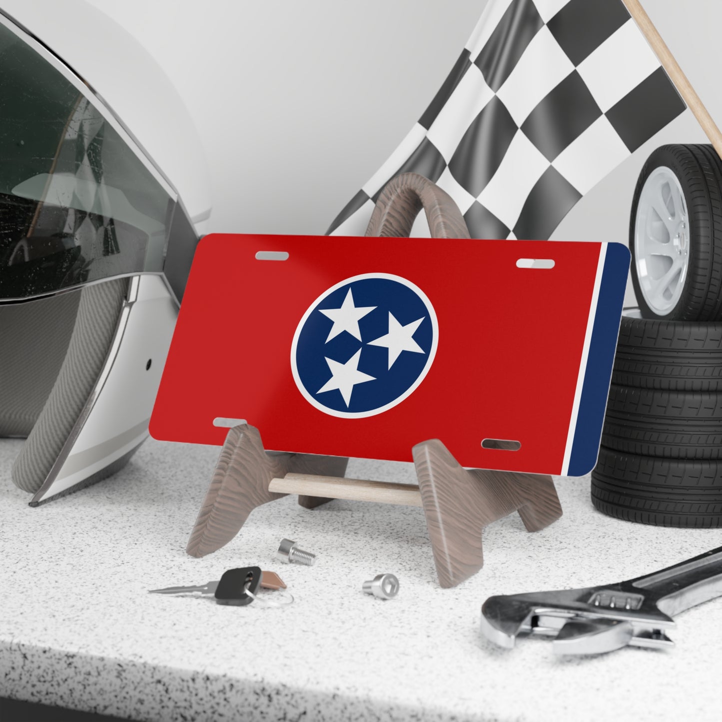 Tri Star Tennessee state flag License Plate