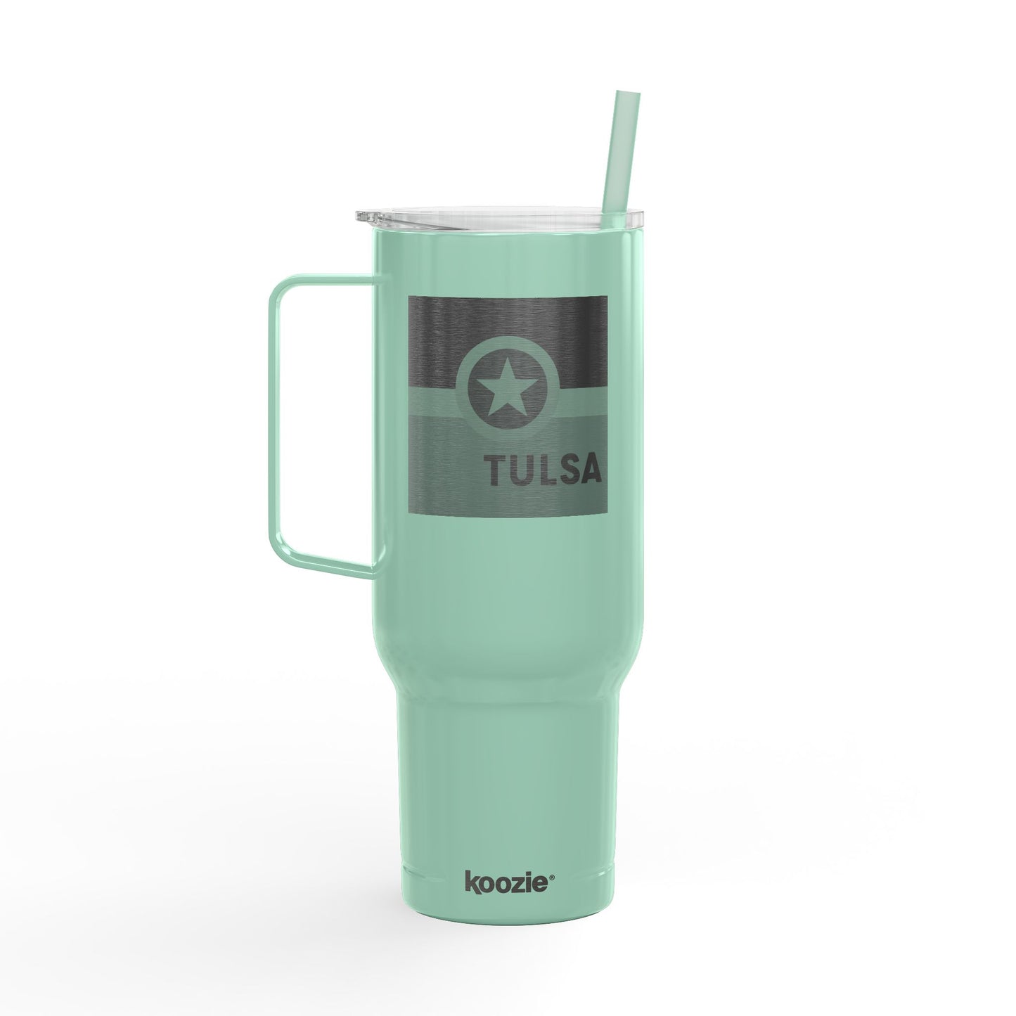 Travel Tumbler - Tulsa Oklahoma Art Deco Flag Design - 40oz Insulated Mug with Lid