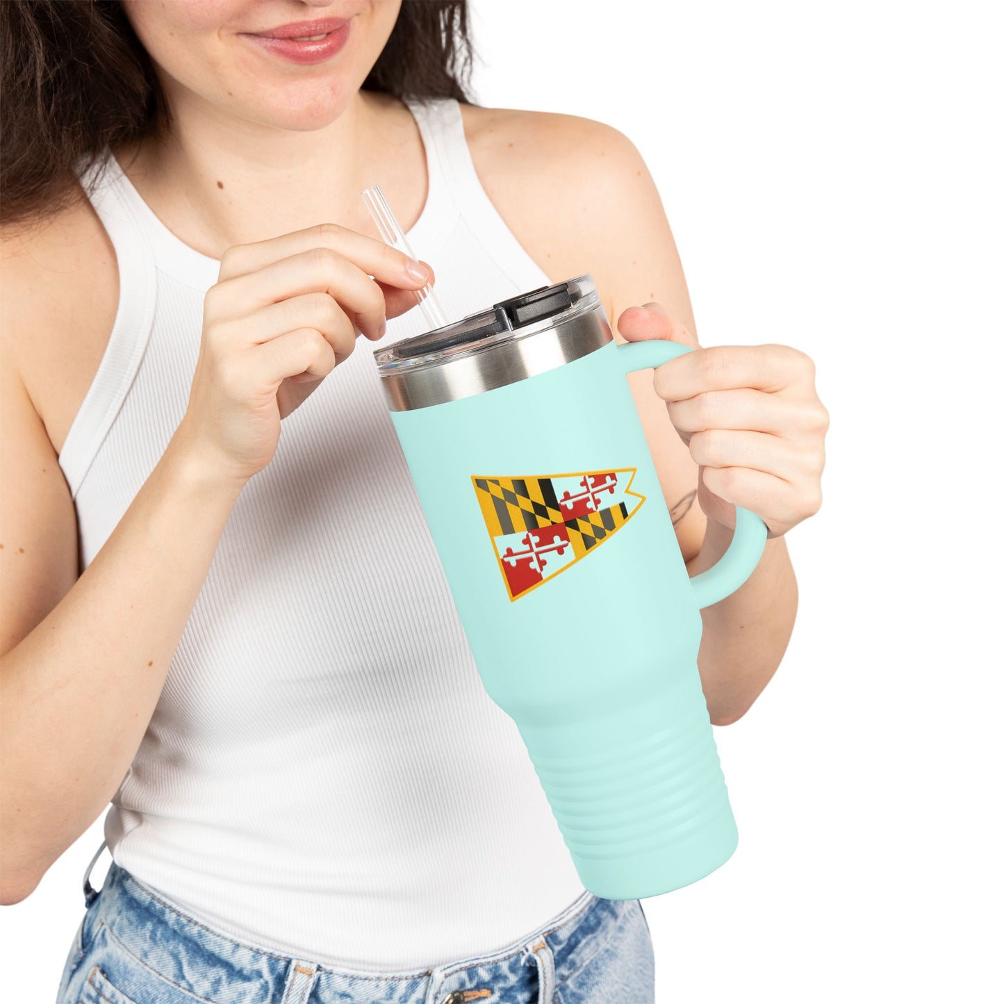 Maryland Flag Insulated Travel Mug - 40oz Coffee Tumbler for Adventurers