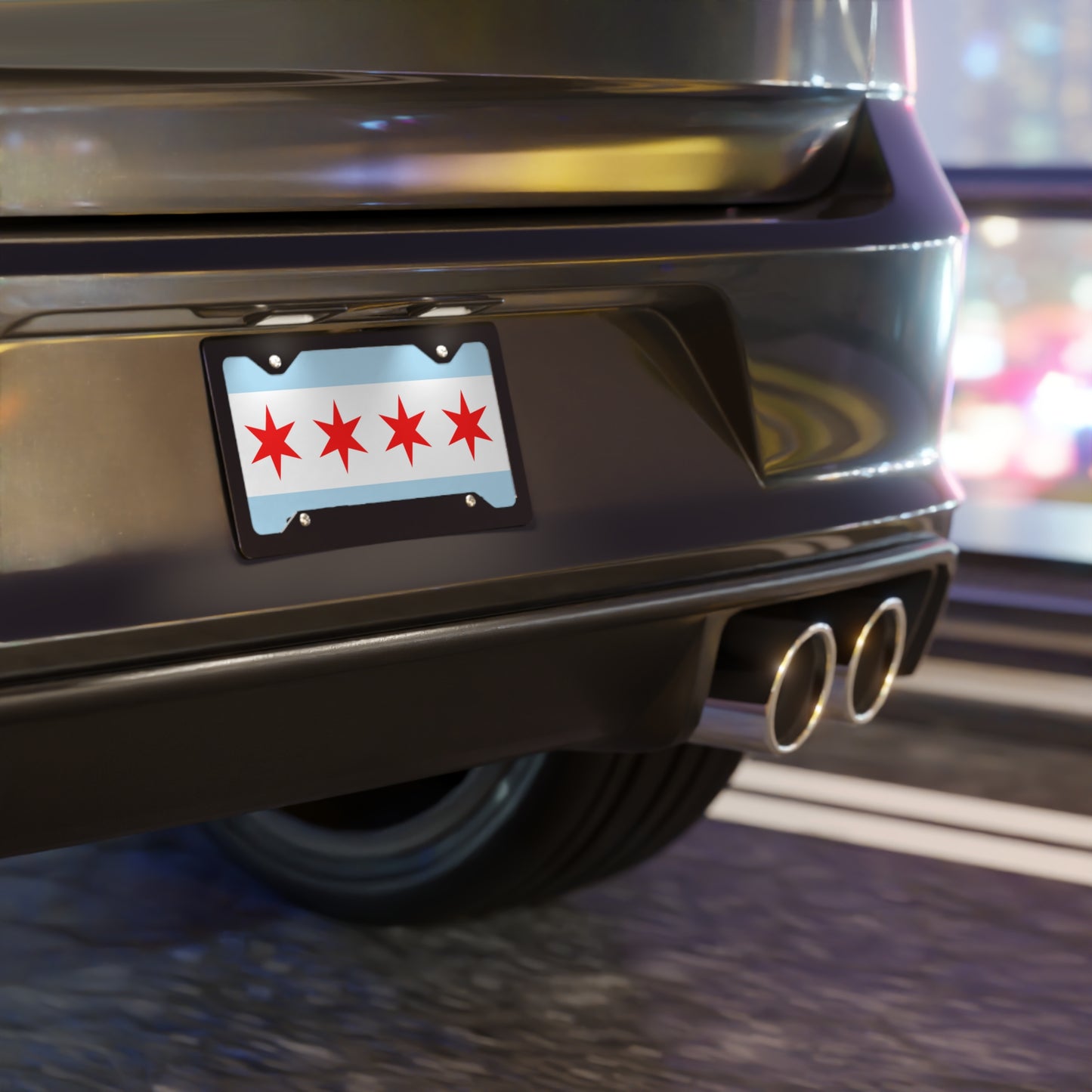 License Plate Chicago Flag