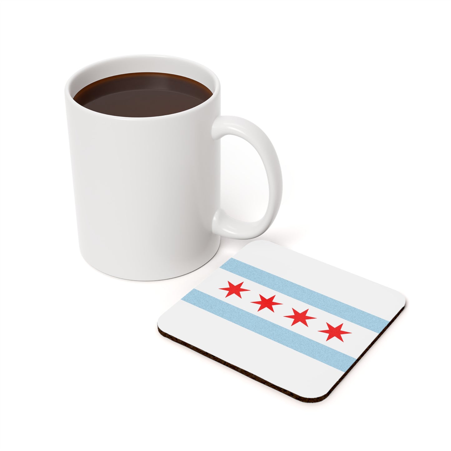 Coaster Set Chicago City Flag Cork Back 2-Pack