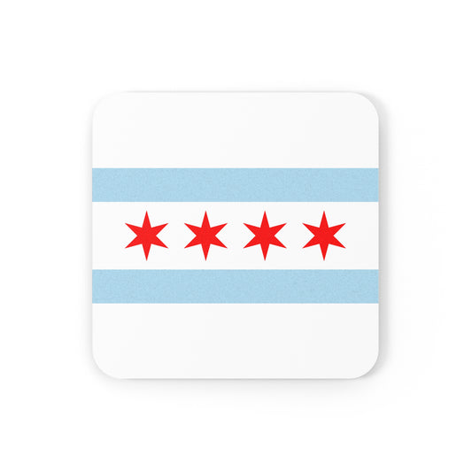 Coaster Set Chicago City Flag Cork Back 2-Pack