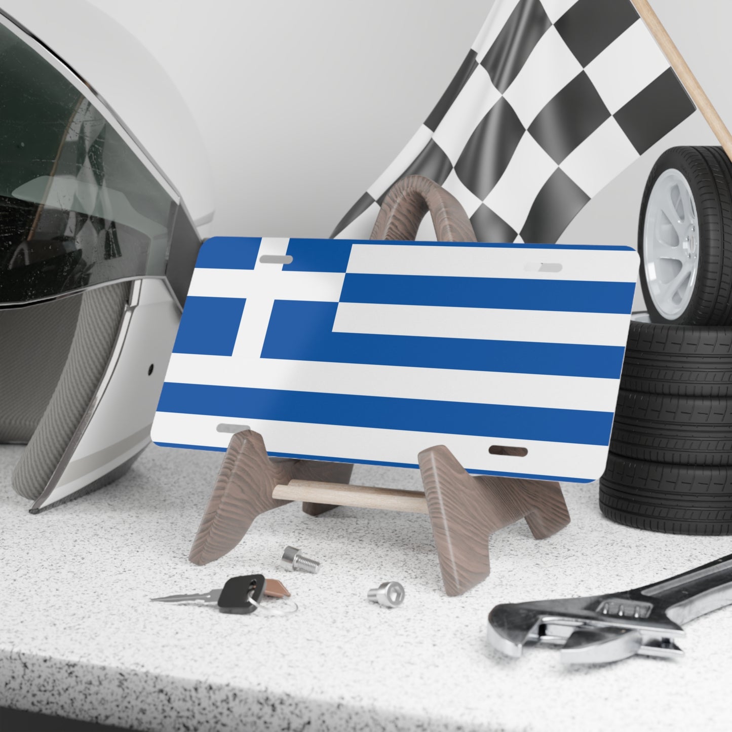 Car Plate Tag - Greece Flag Design