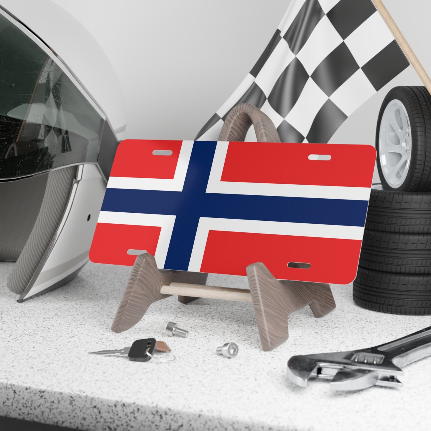 Car License Plate Tag - Norway Flag