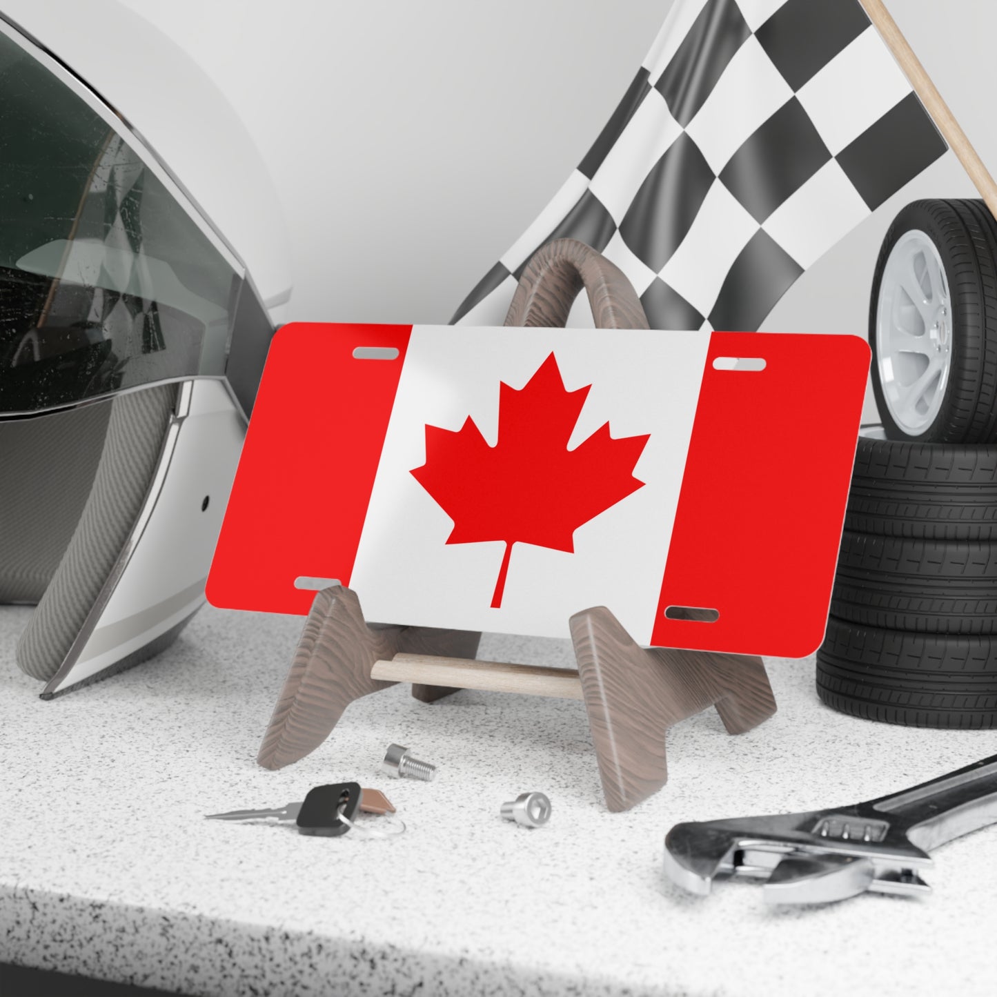 Canada flag car License Plate tag