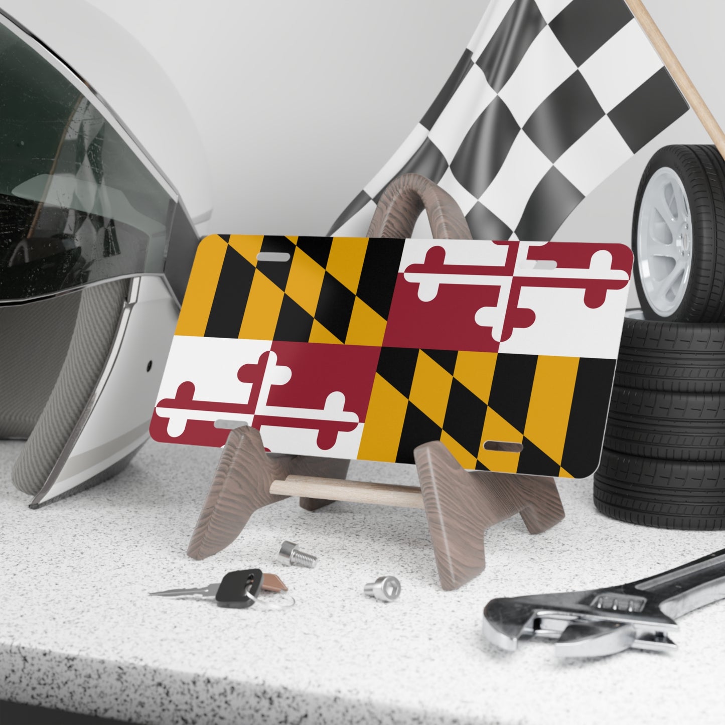 Car license tag Vanity Plate - Maryland Flag Design