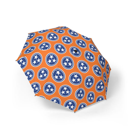 Tri Star orange  Tennessee Foldable Umbrella - Tri Star Tennessee State Flag Pattern - Travel Gift for Rainy Days