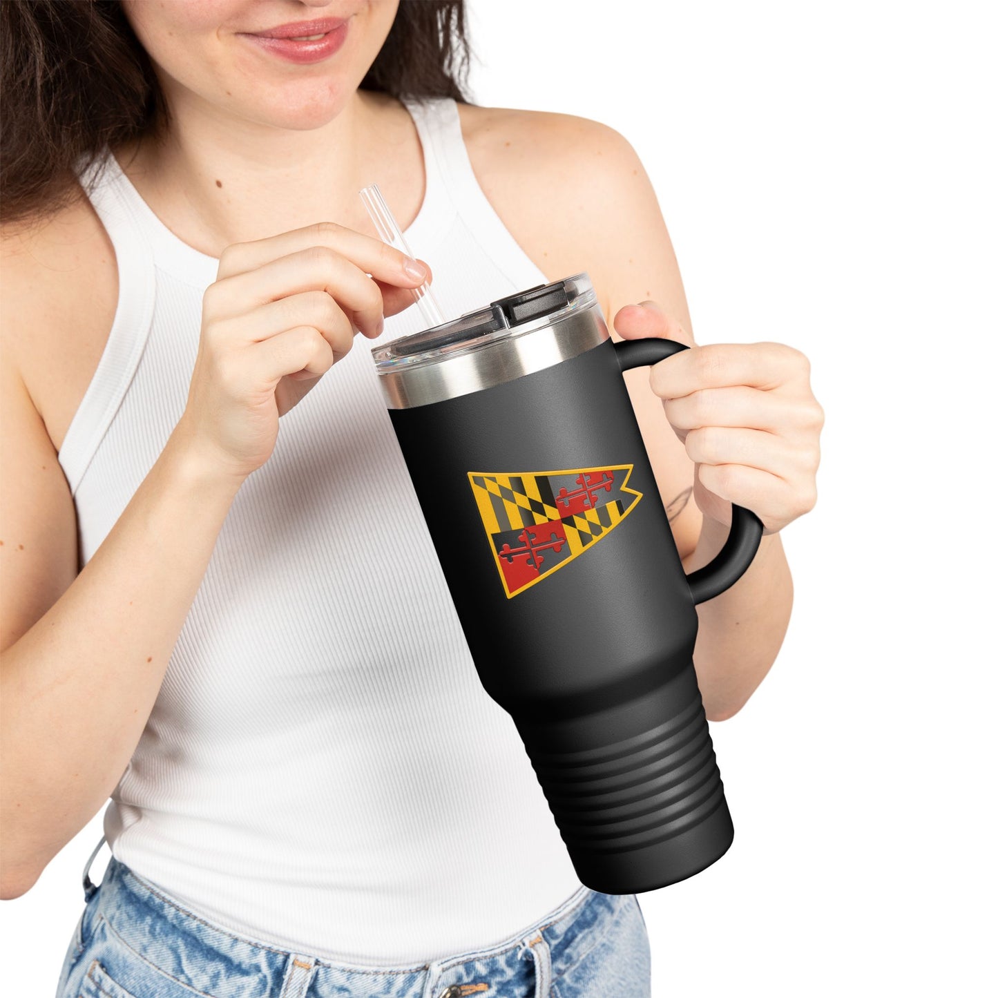 Maryland Flag Insulated Travel Mug - 40oz Coffee Tumbler for Adventurers