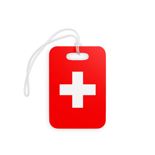 Switzerland Flag Luggage Tag, Great travel gift, airport tag or school bag tag