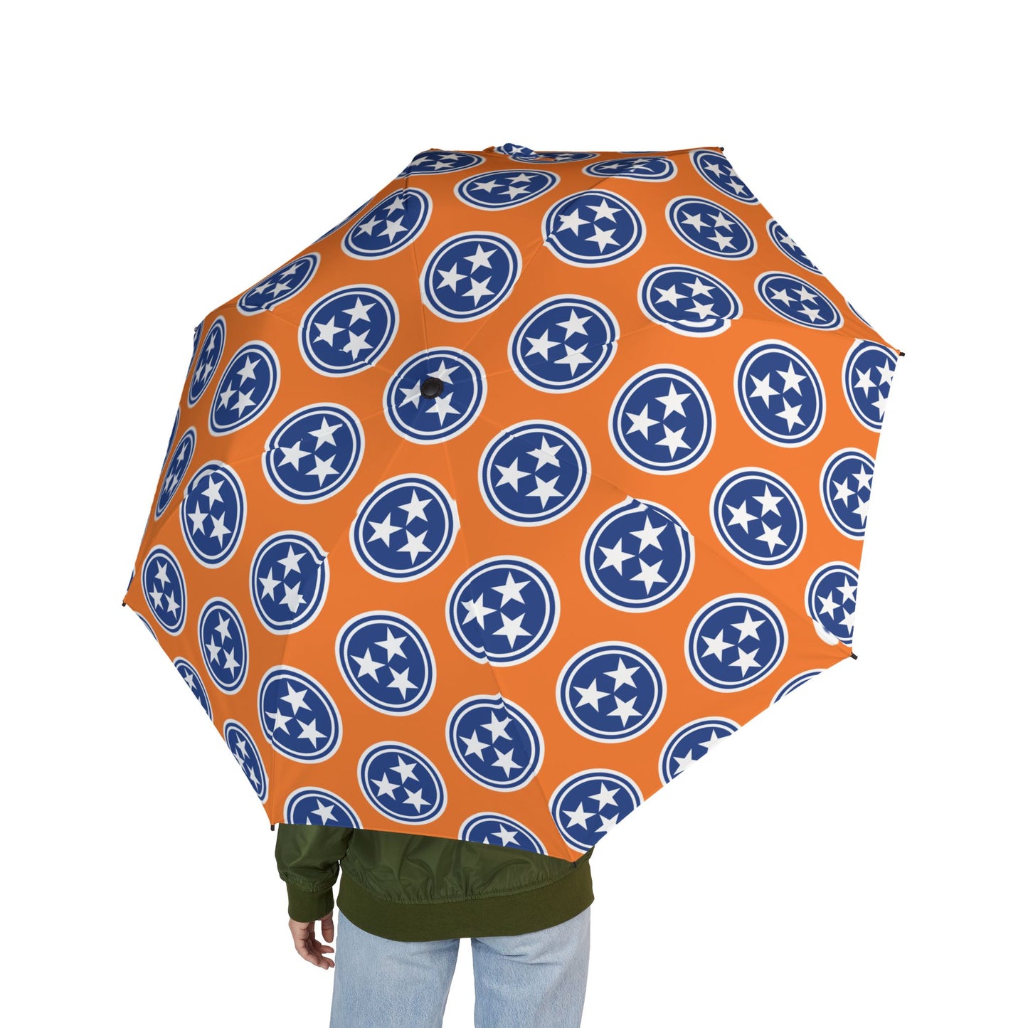 Tri Star orange  Tennessee Foldable Umbrella - Tri Star Tennessee State Flag Pattern - Travel Gift for Rainy Days