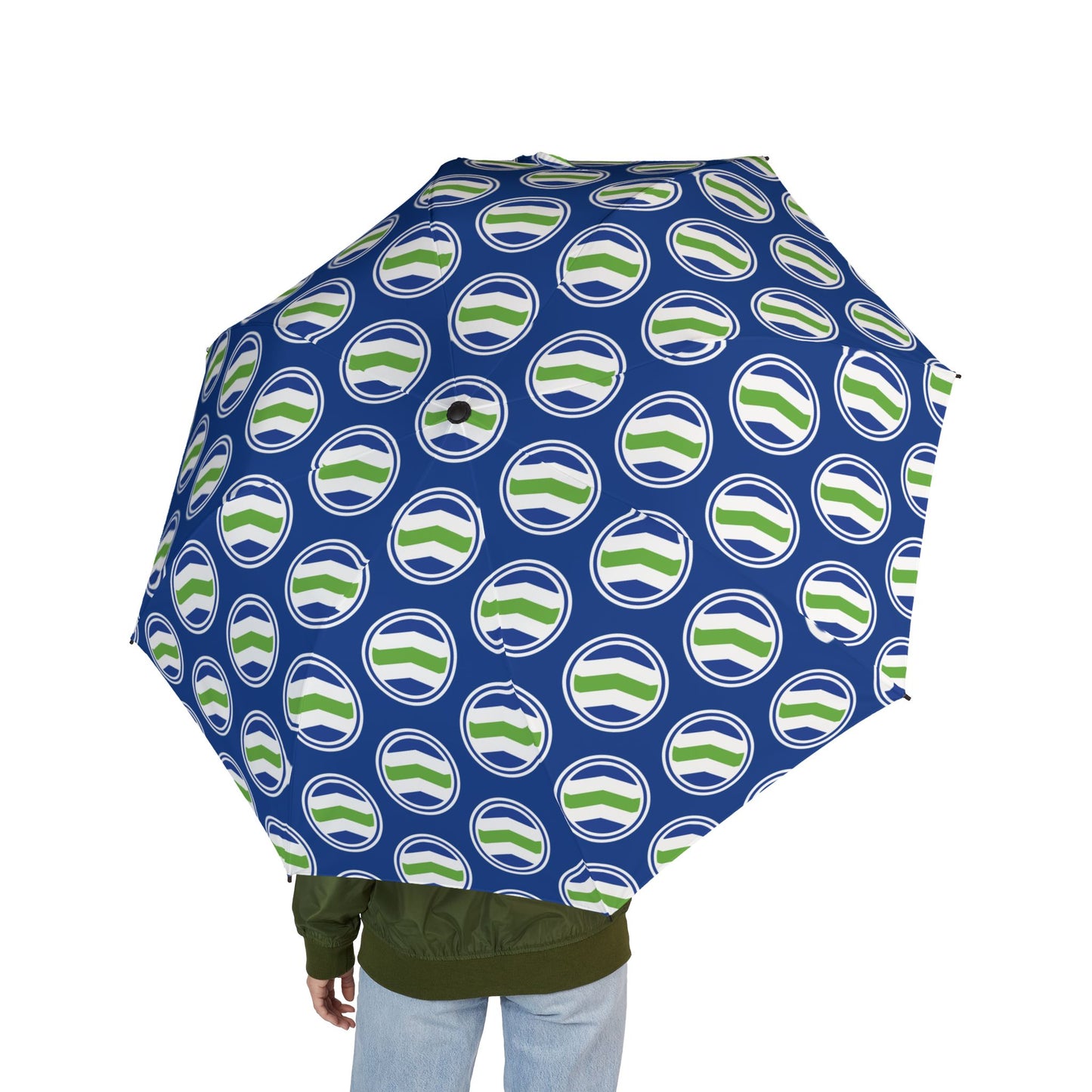 Foldable Umbrella - Burlington Vermont City Flag Pattern - Rainy Day Travel Gift