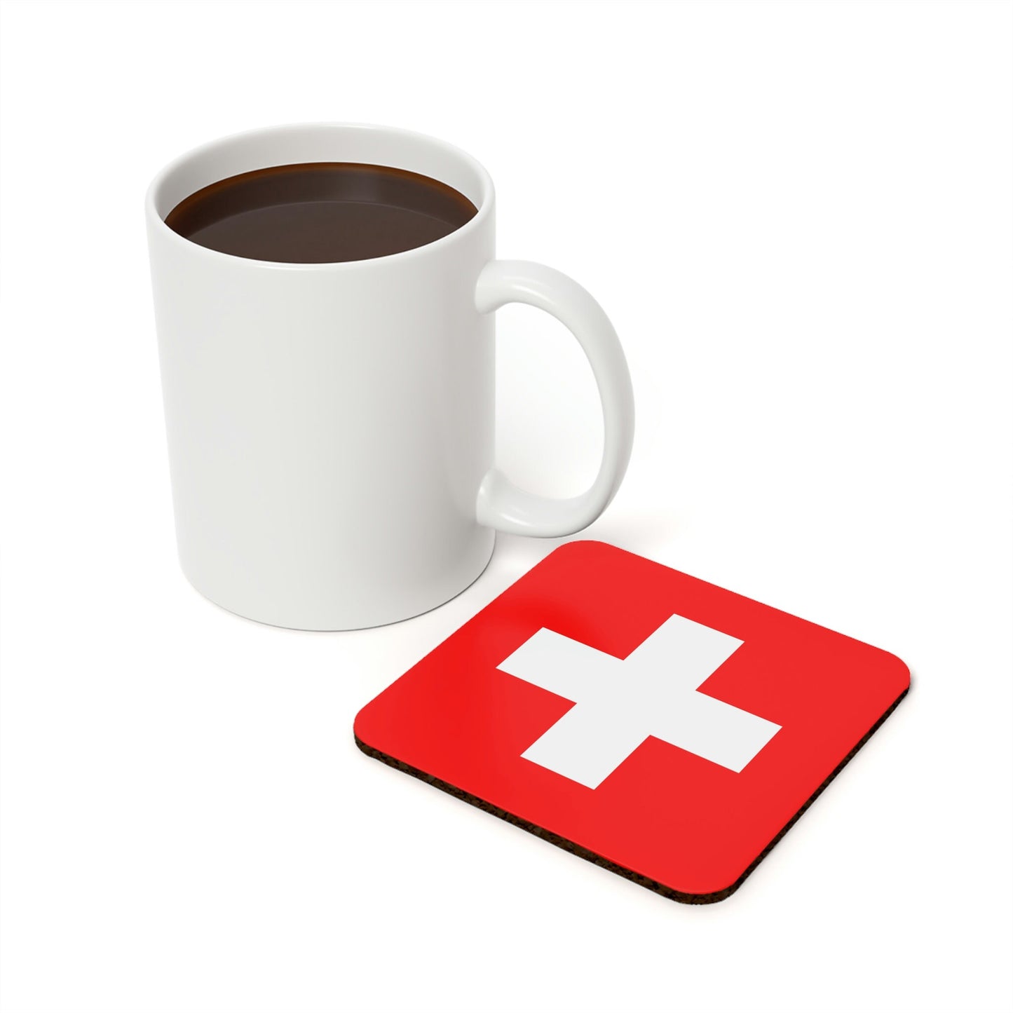 Switzerland Flag Cork Back Coaster