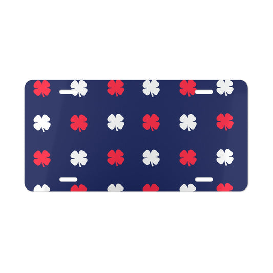 Red white and blue Shamrock Pattern Flag Car Plate tag