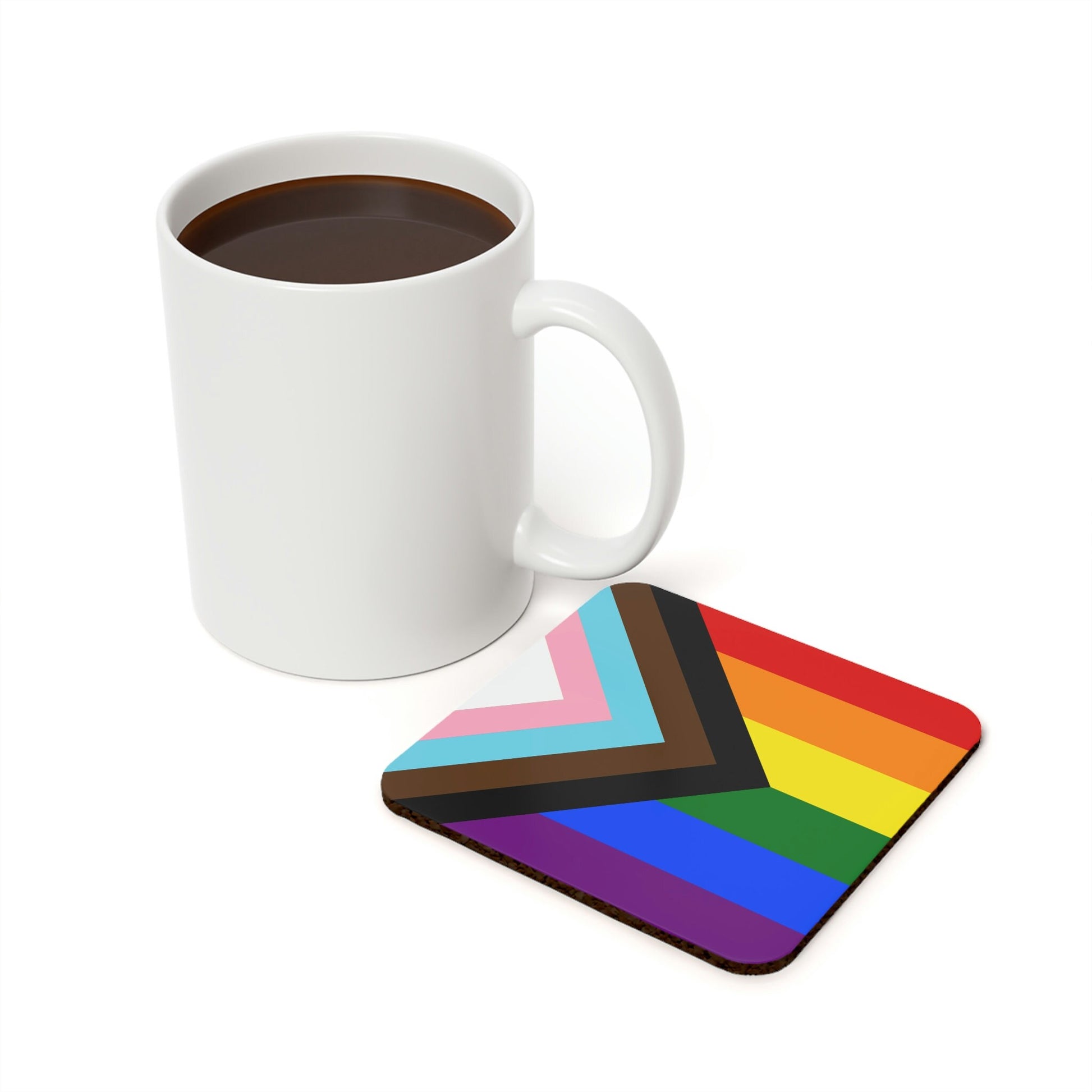 Progress Pride Rainbow LGBTQ+ Flag Cork Back Coaster