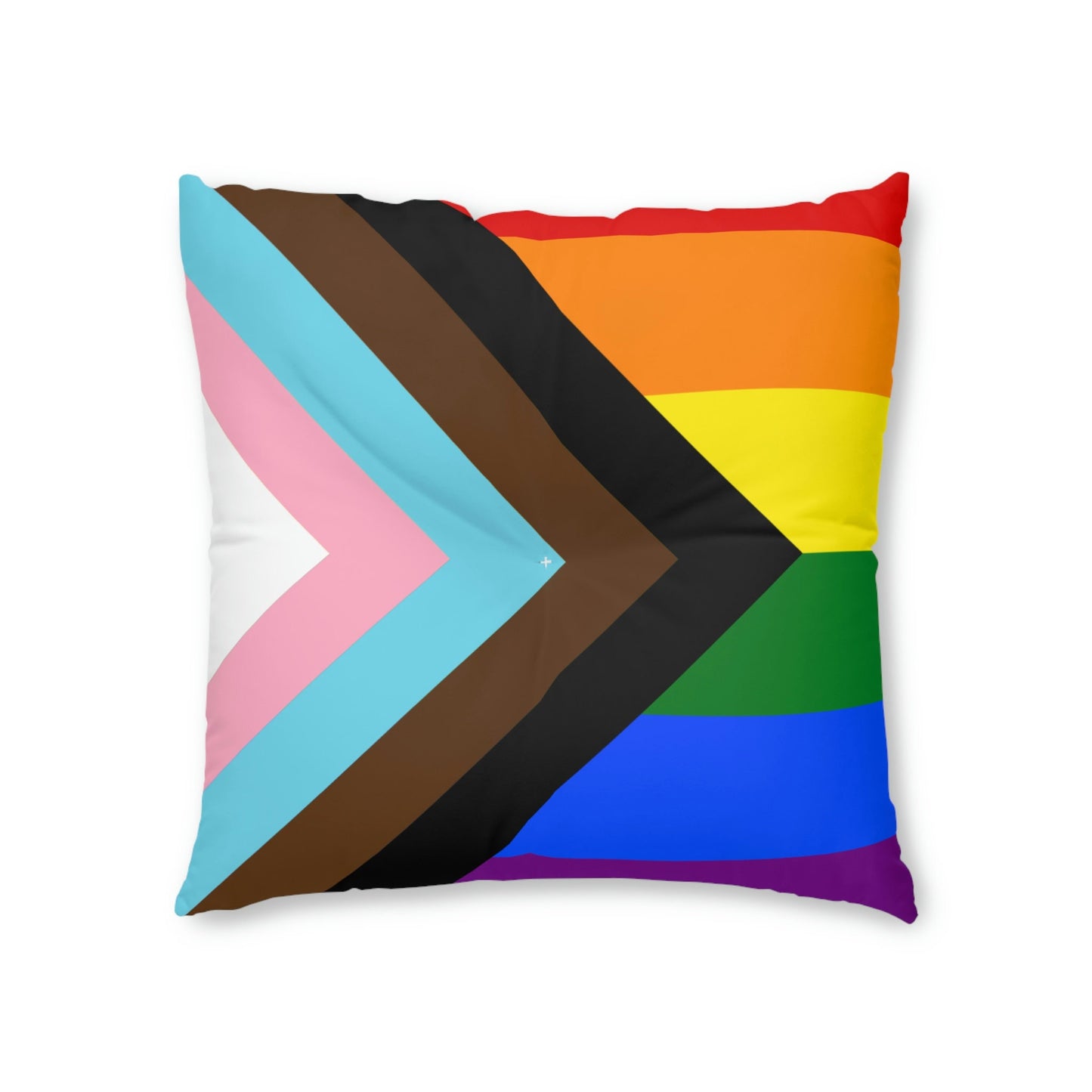 Progress Pride Rainbow Flag LGBTQ+ Tufted Floor Pillow, Square