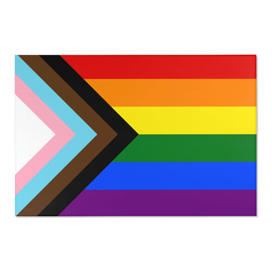 Progress Pride Rainbow Flag LGBTQ+ Area Rugs