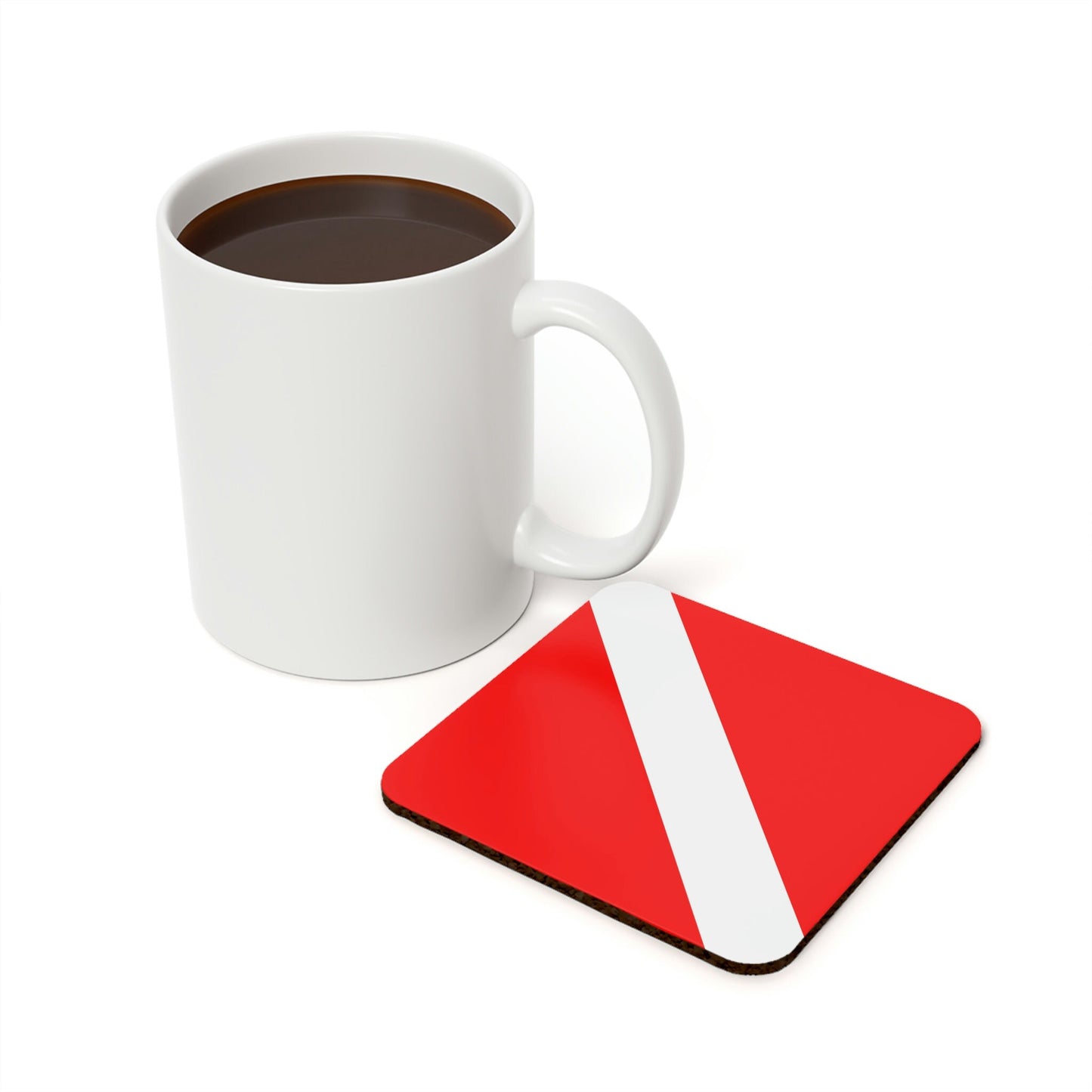 Diver Down Flag Cork Back Coaster