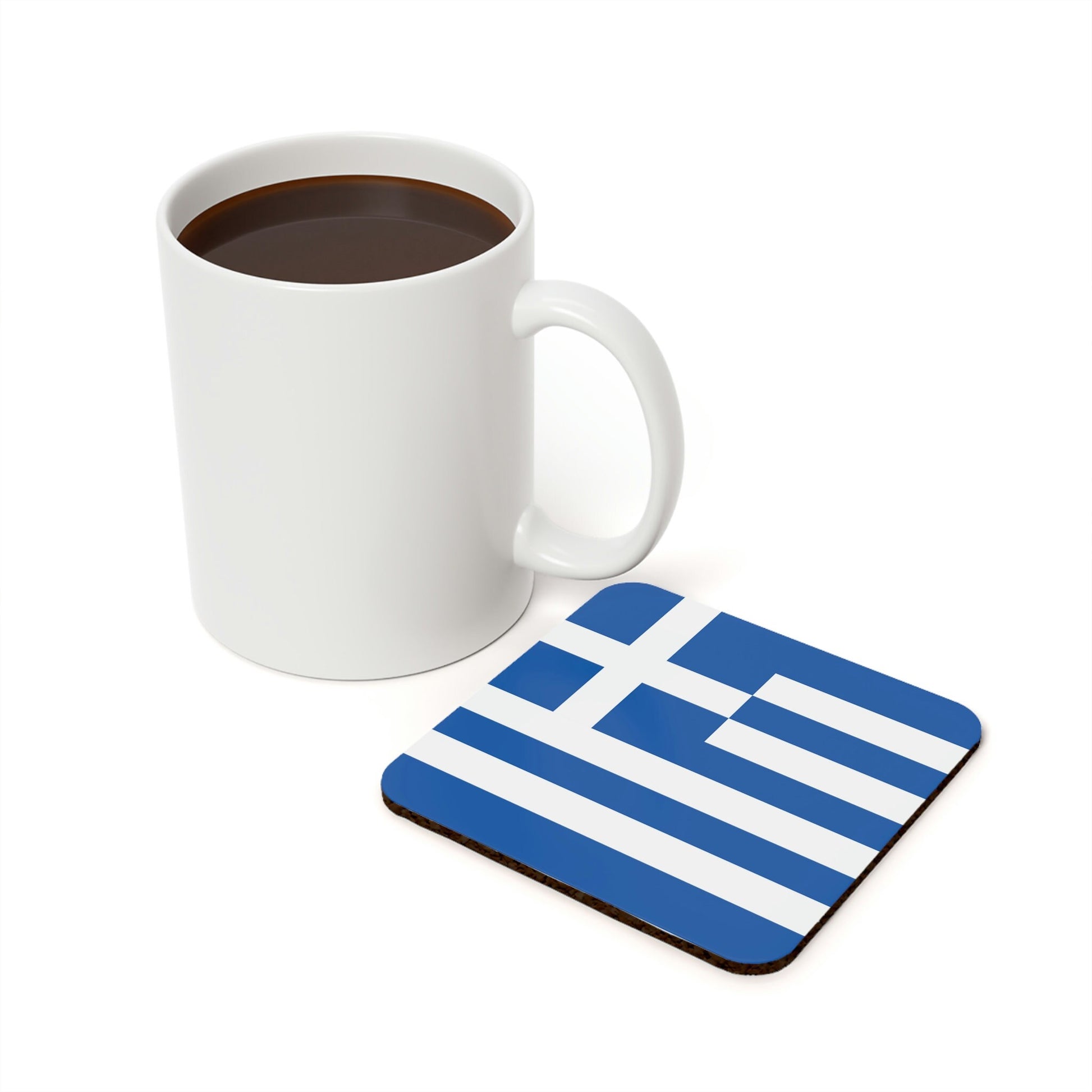 Greece Flag Cork Back Coaster